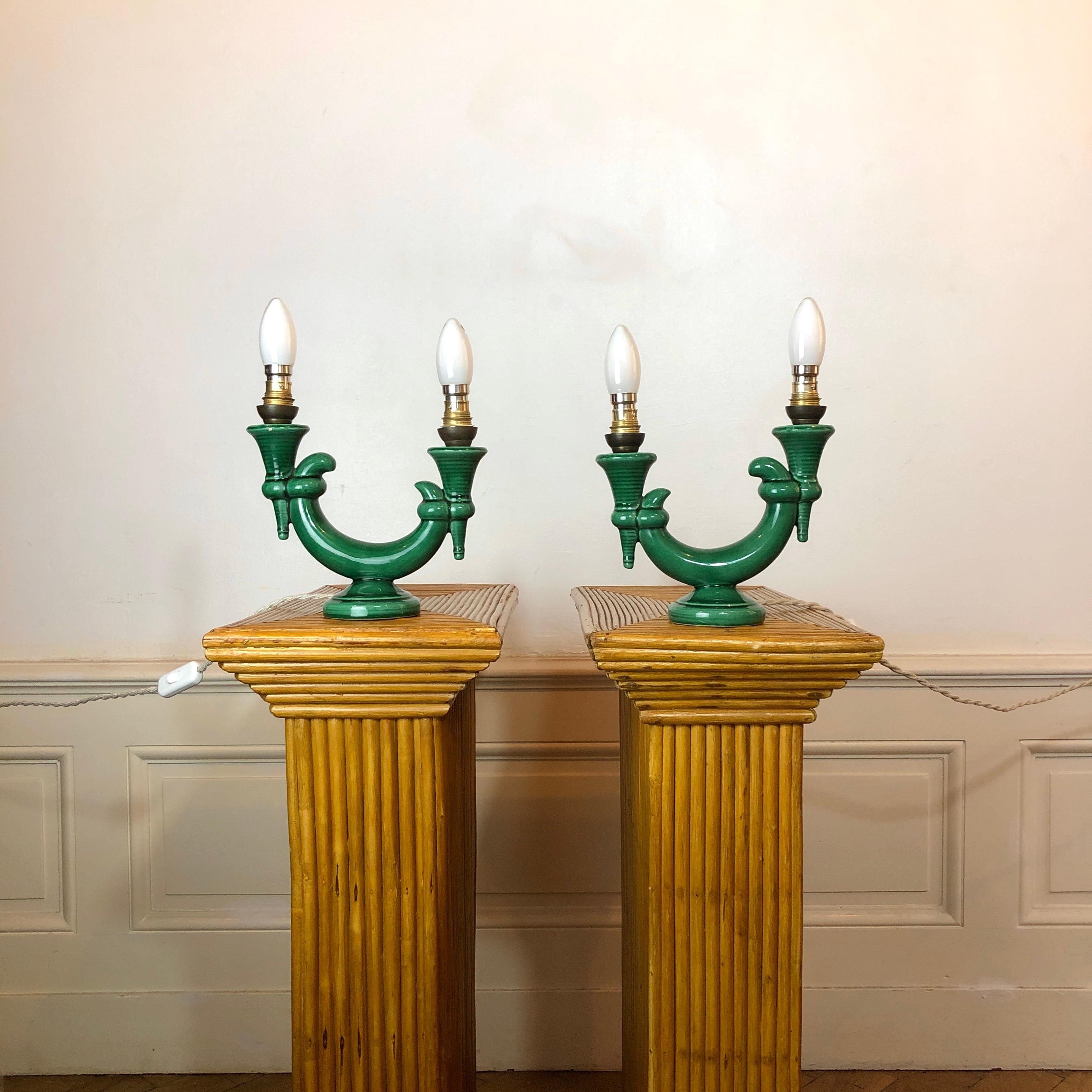 Pair of 1950's Vallauris Table Lamps  For Sale 2