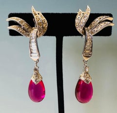 Pair of 1950s Vintage Marcel Boucher Teardrop Costume Jewellery Earrings 8086E