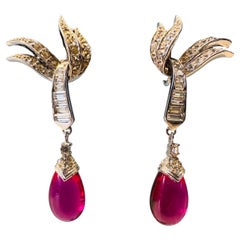 Paar 1950er Vintage Marcel Boucher Teardrop Modeschmuck Ohrringe 8086E