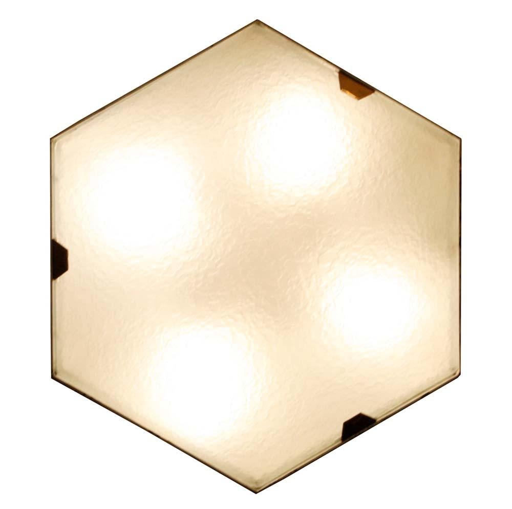 Pair of 1950s Wall Lights in Hexagonal Shape Brass White Lacquer by Stilnovo For Sale 2