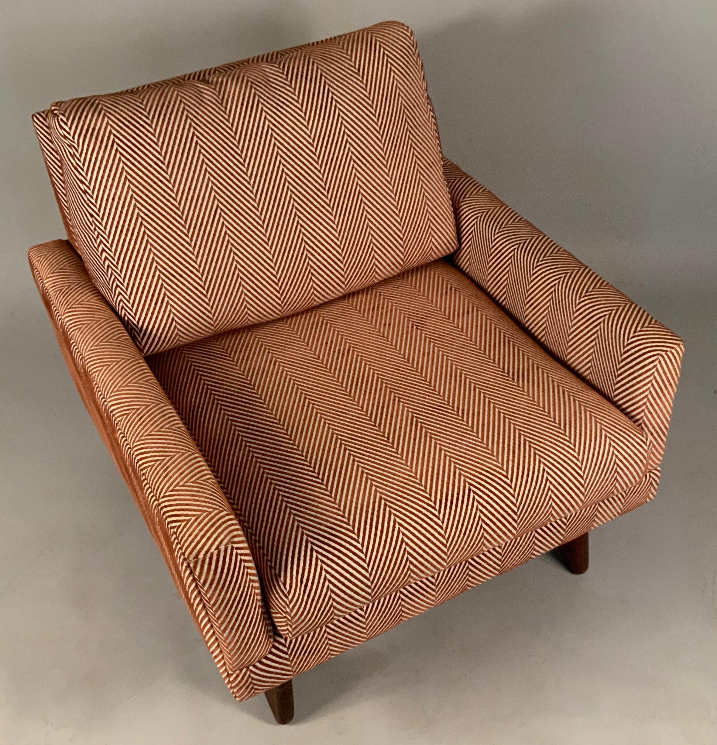 American Pair of 1950's Walnut Base Lounge Chairs by Adrian Pearsall for Craft Associates