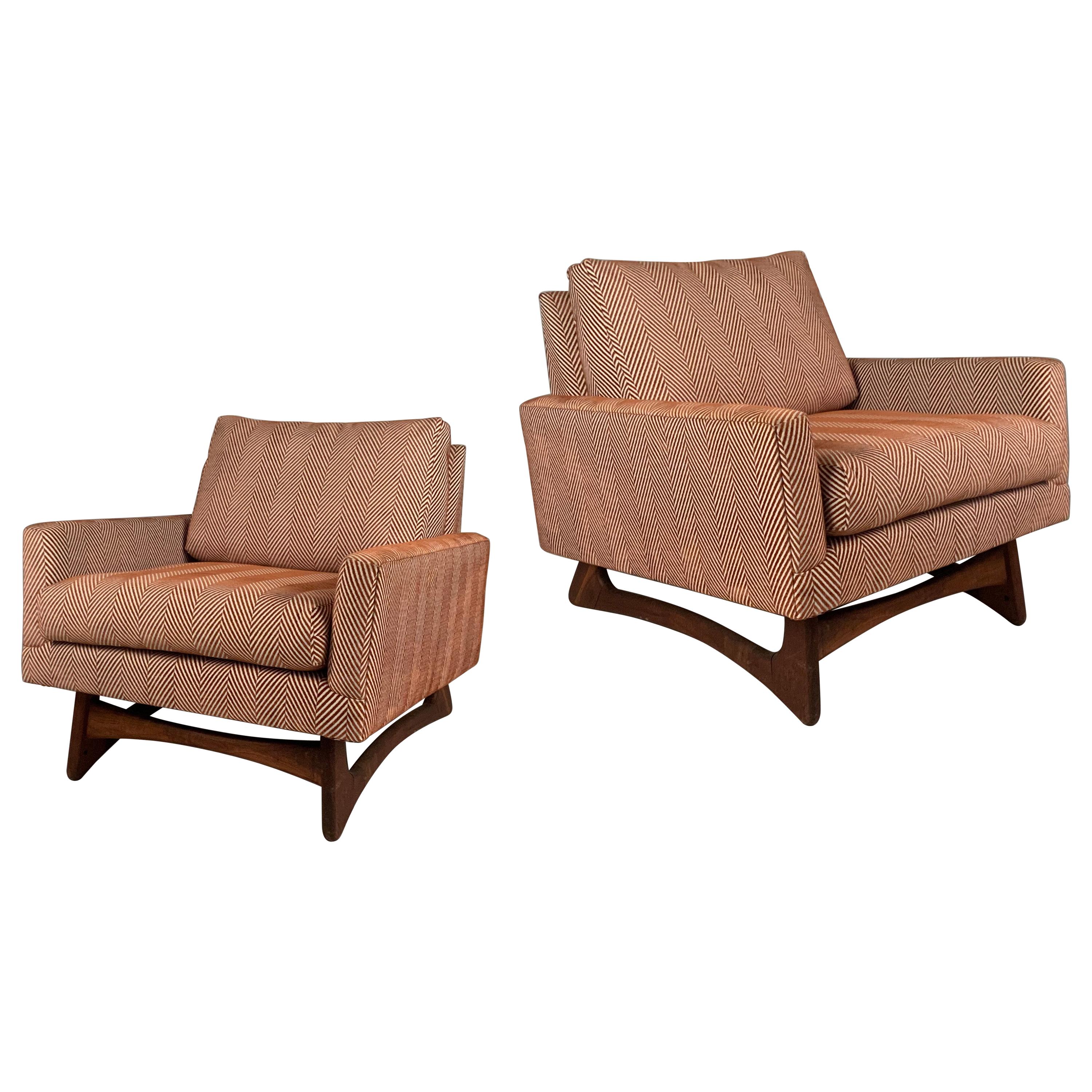 Pair of 1950's Walnut Base Lounge Chairs by Adrian Pearsall for Craft Associates