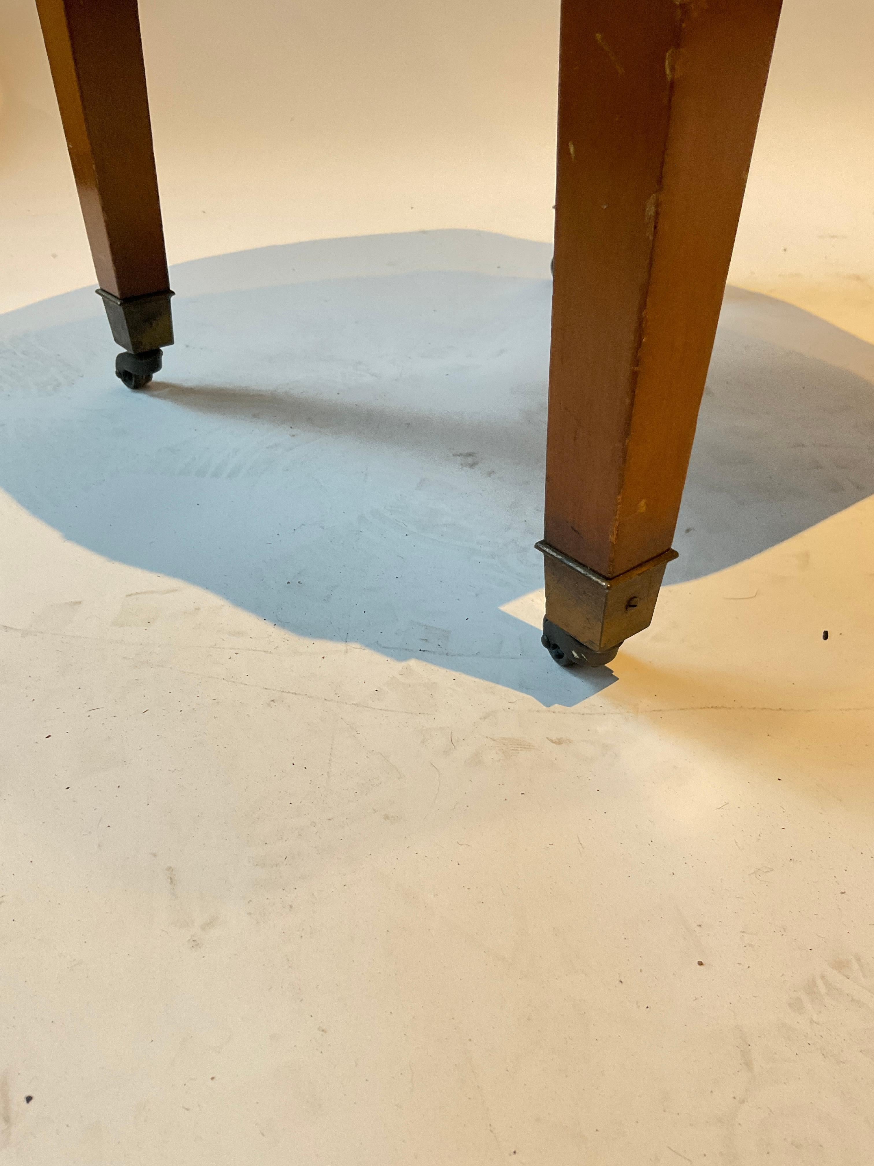 Pair Of 1950s Wood Ottomans On Casters 1