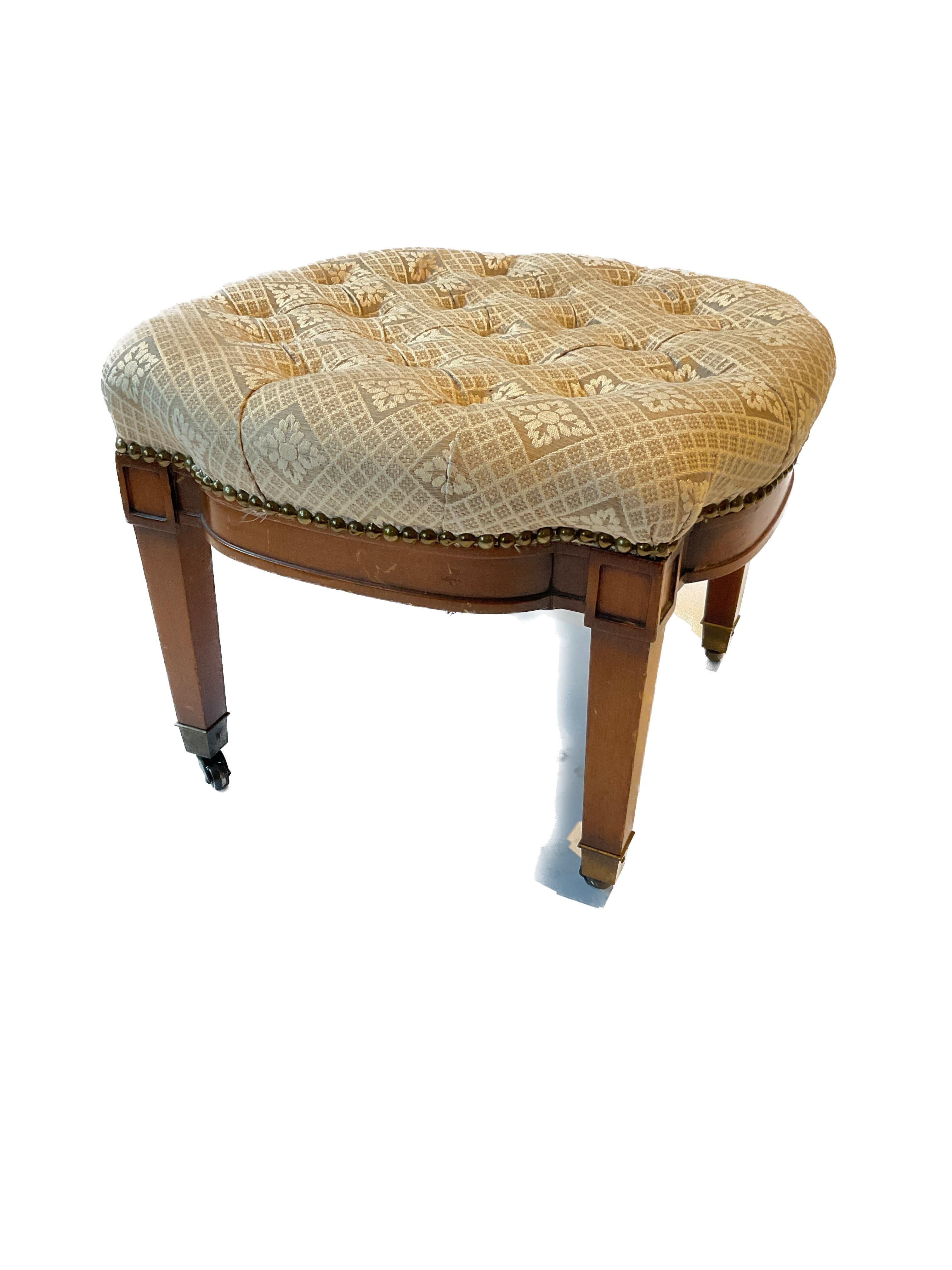 Pair Of 1950s Wood Ottomans On Casters 2