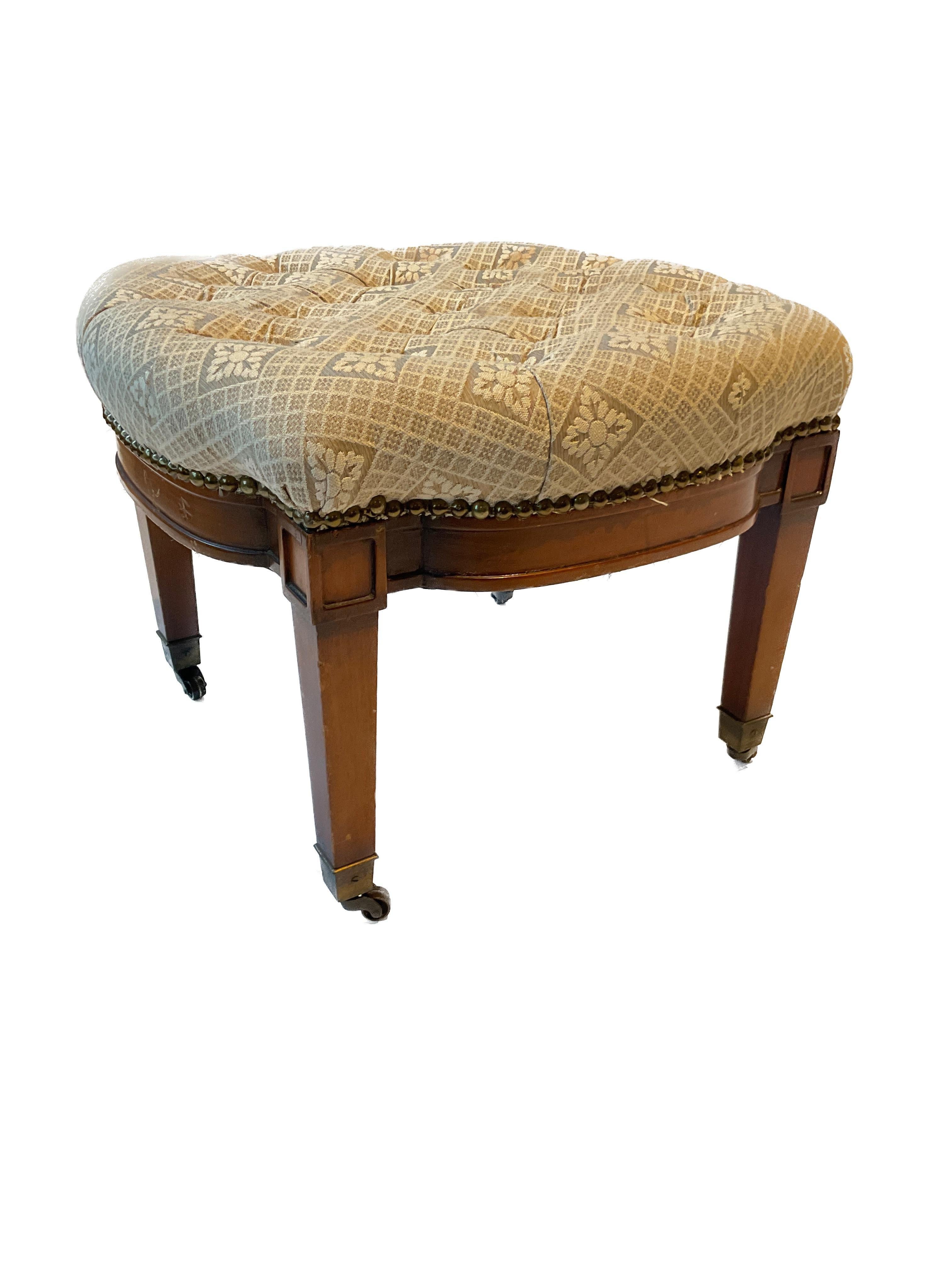 Pair Of 1950s Wood Ottomans On Casters 3