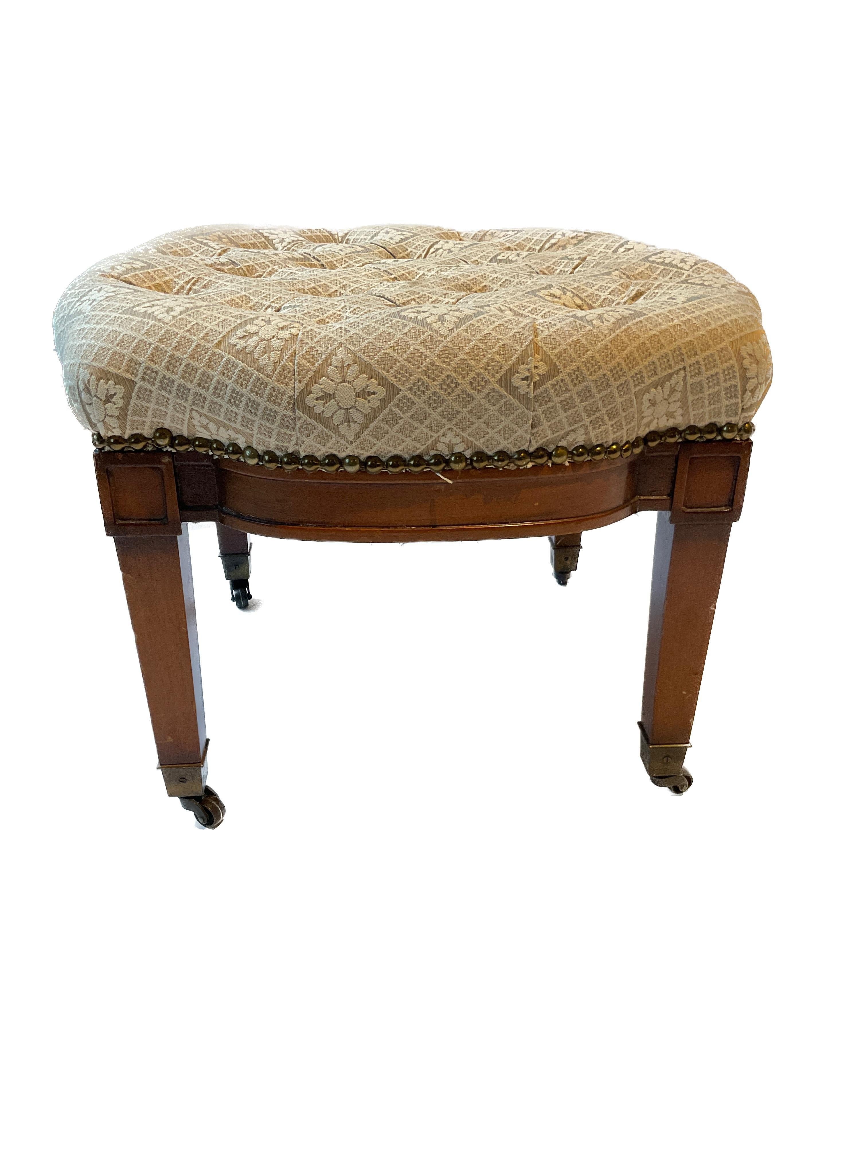 Pair Of 1950s Wood Ottomans On Casters 4