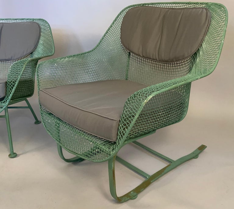 Pair of 1950's Woodard Sculptura Lounge Chairs and Ottoman In Good Condition In Hudson, NY