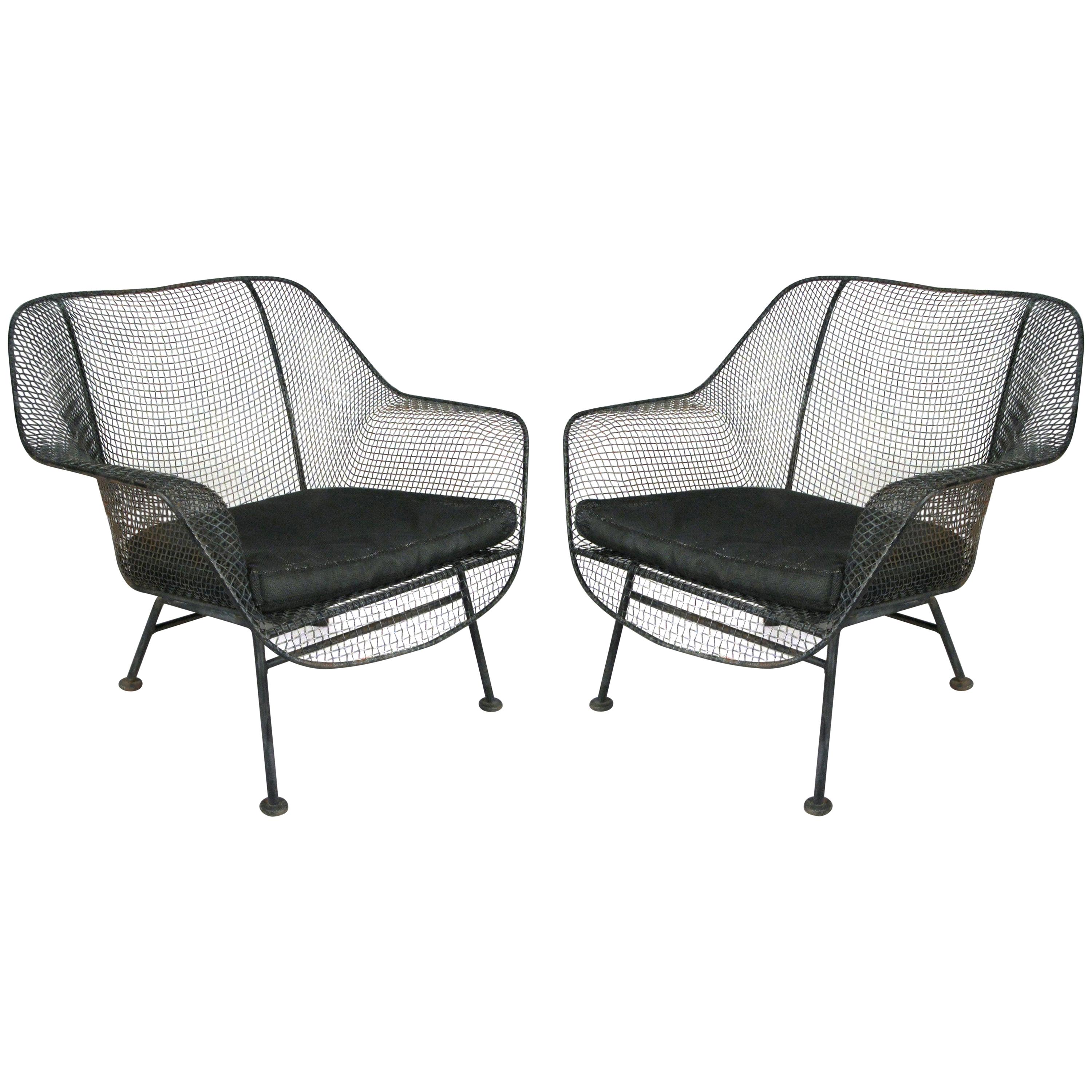 Pair of 1950s Woodard Sculptura Lounge Chairs