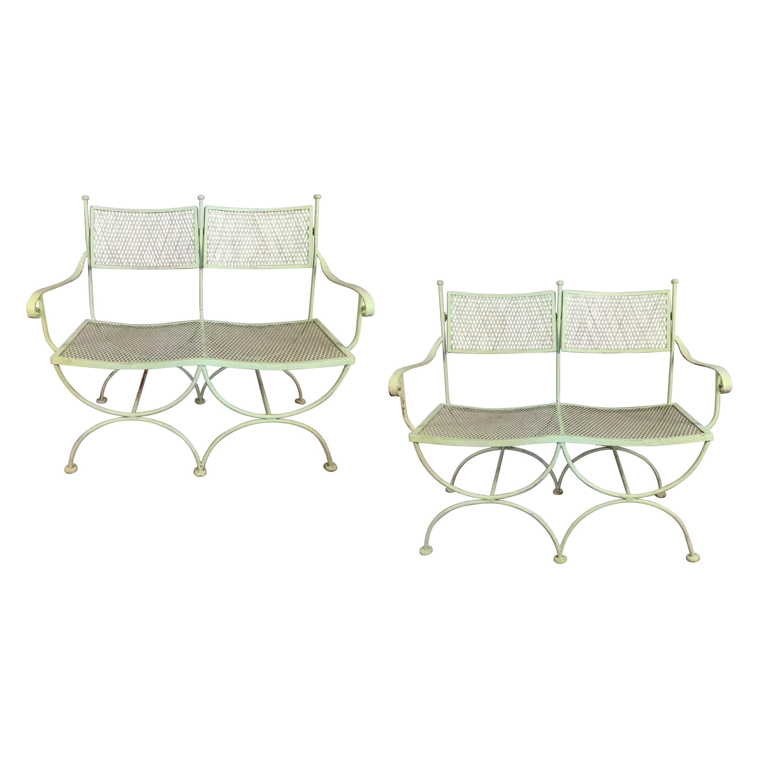 Pair of 1950
s Wrought Iron Curule Base Benches