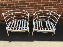 Pair of 1950s Wrought Iron Woodard Garden Tub Chairs