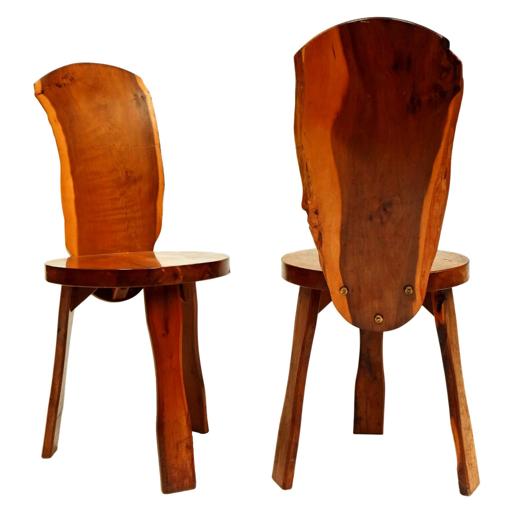 Pair of 1950s Yew Wood British Reynolds of Ludlow Chairs Like Nakashima For Sale