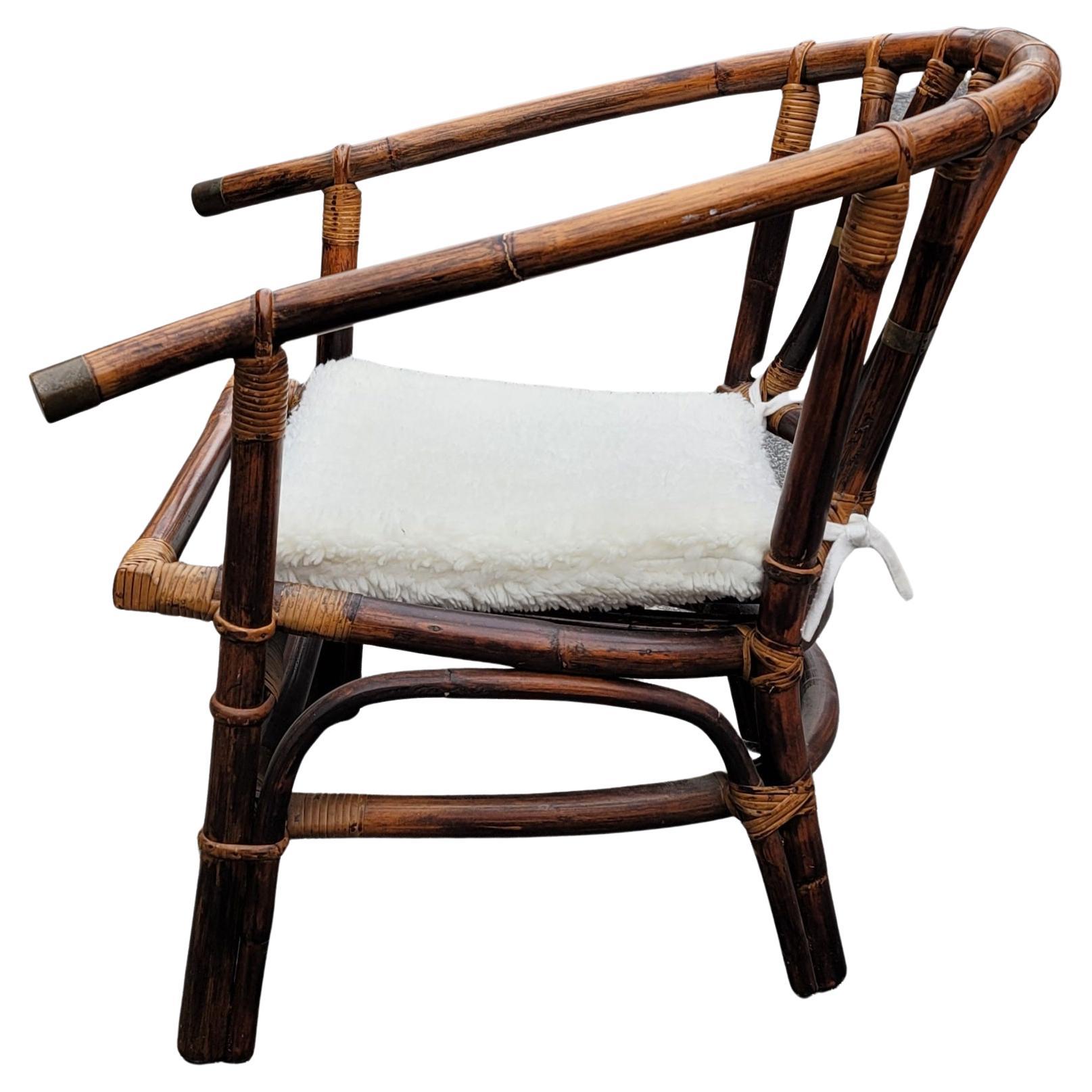 Fait main Paire de chaises longues en rotin de style campagne Ficks Reed de 1954 de John Wisner pour Ficks Reed en vente