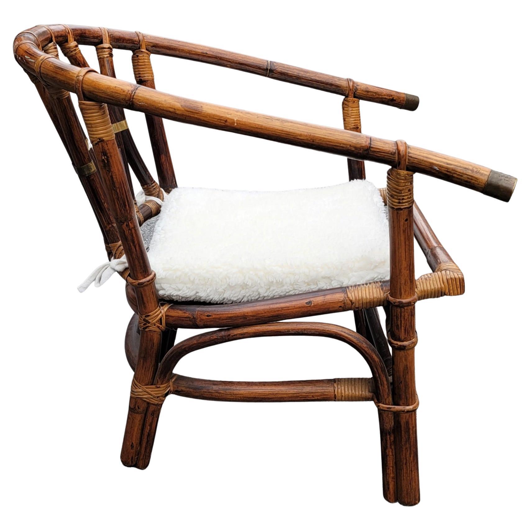 20th Century Pair of 1954 John Wisner for Ficks Reed Campaign Style Rattan Lounge Chairs For Sale