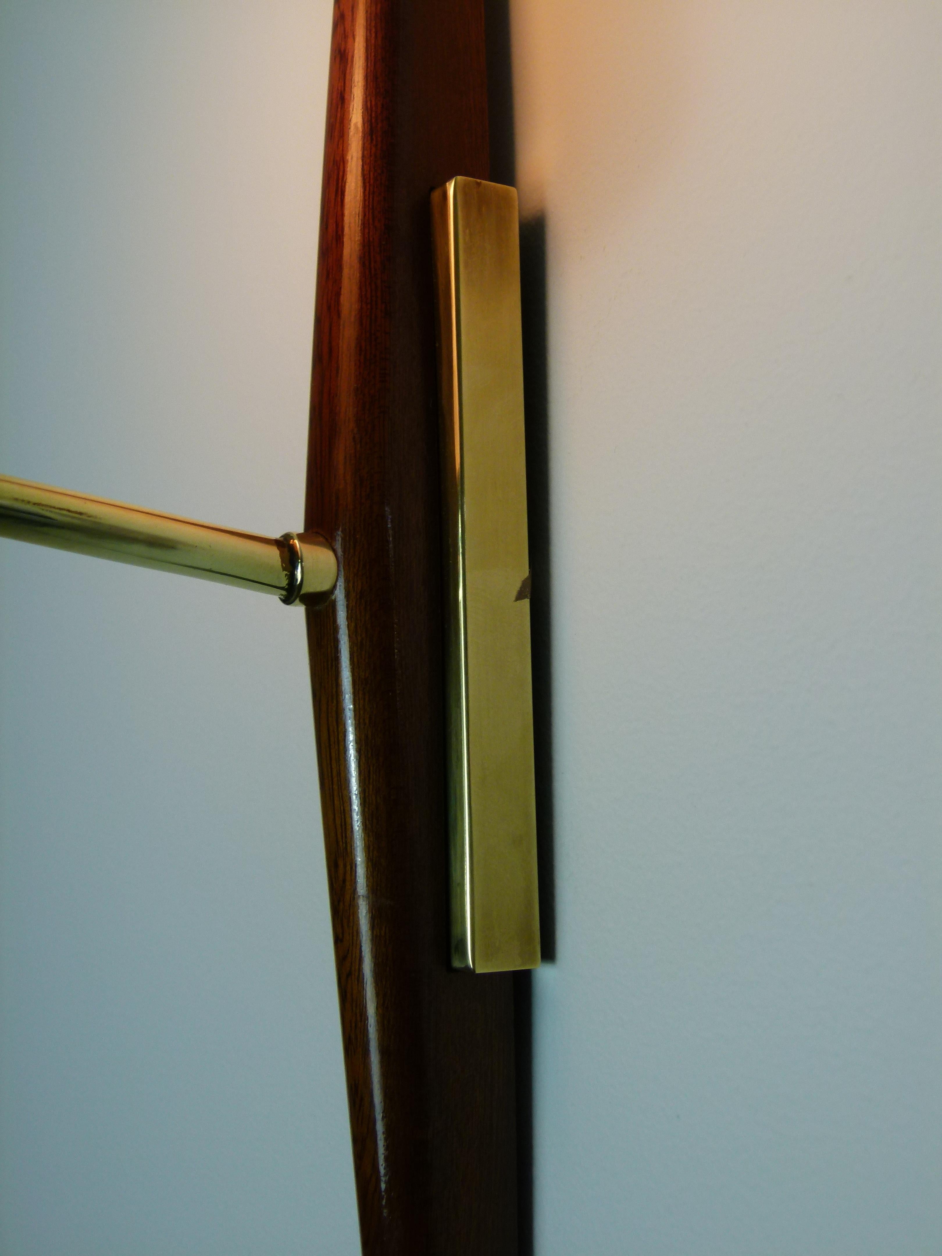 Pair of 1955s Teak and Brass Sconces by Maison Lunel 10