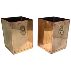 Pair of 1960 Brass Planters Jardinière