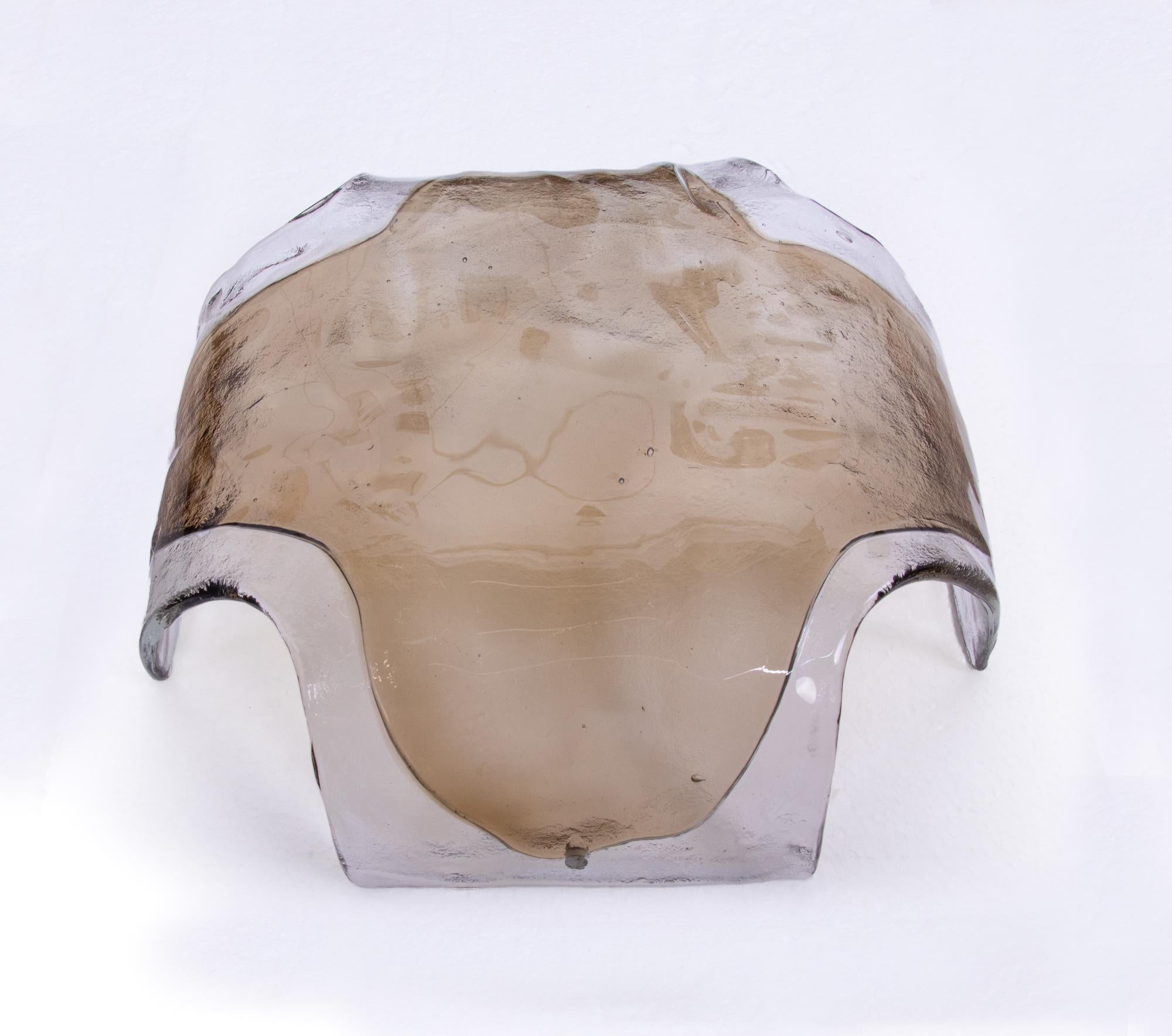 Coppia di lampade da incasso/applique in vetro e ottone Kaiser Amber Murano del 1960 in vendita 4