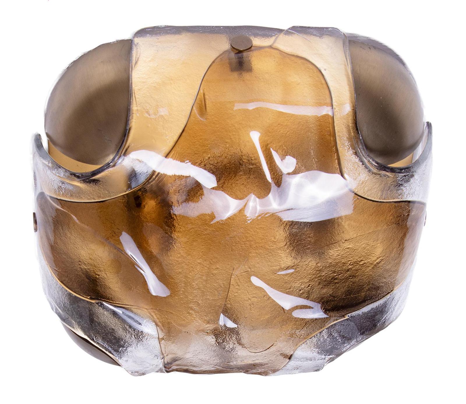 Coppia di lampade da incasso/applique in vetro e ottone Kaiser Amber Murano del 1960 In condizioni buone in vendita a Niederdorfelden, Hessen