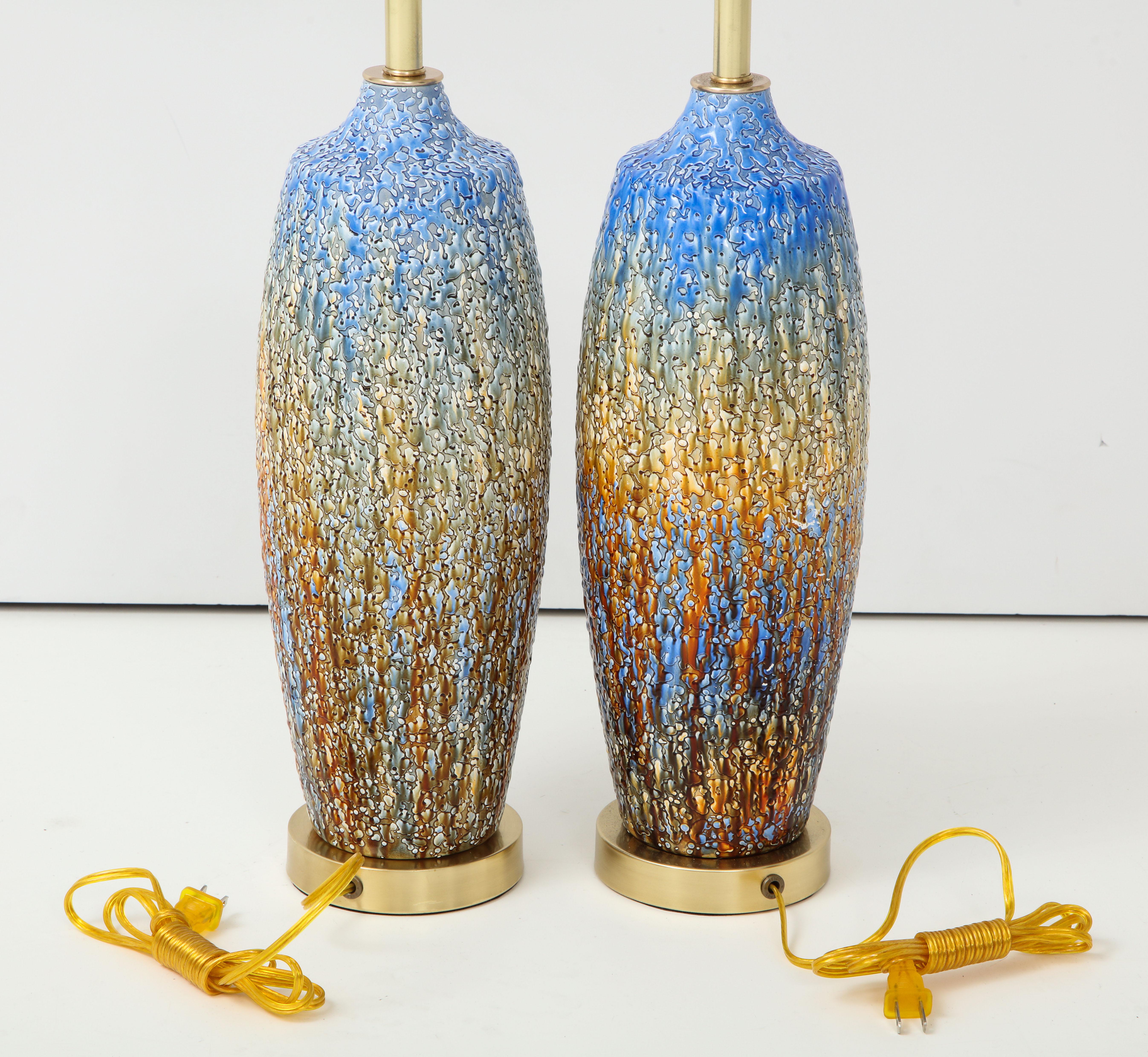 Pair of 1960s Italian Glazed Ceramic Lamps 4
