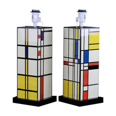 Paire de lampes des années 1960, style Piet Mondrian