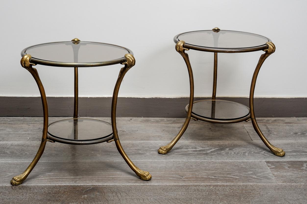 Brass Pair of 1960s Side Tables For Sale