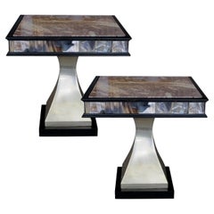 Pair of 1960s/70s English Side Tables with Marble Tops by Anthony Redmile