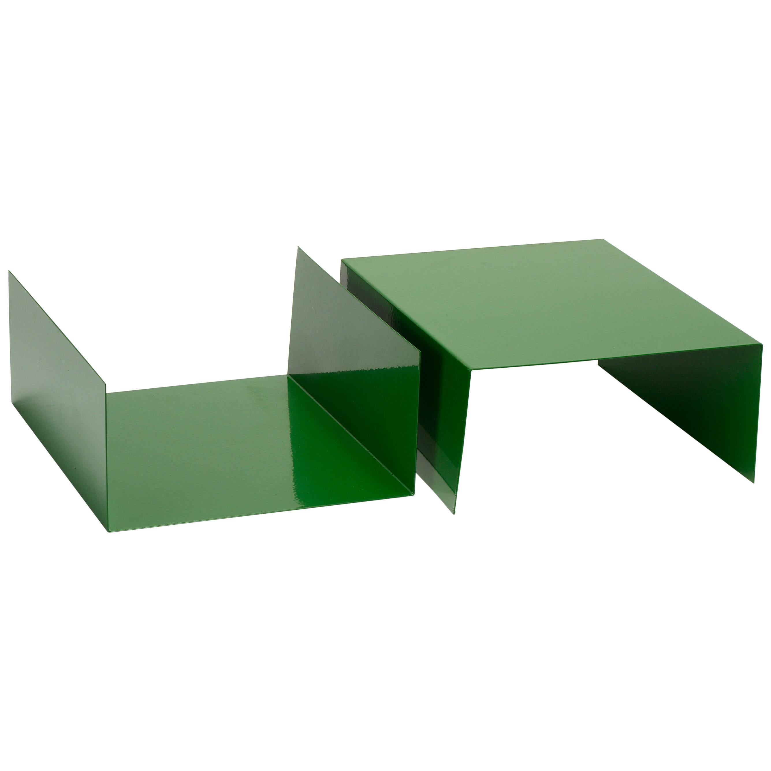 Pair of 1960s Aluminum Paper Trays or Bookends Refinished in Kelly Green For Sale