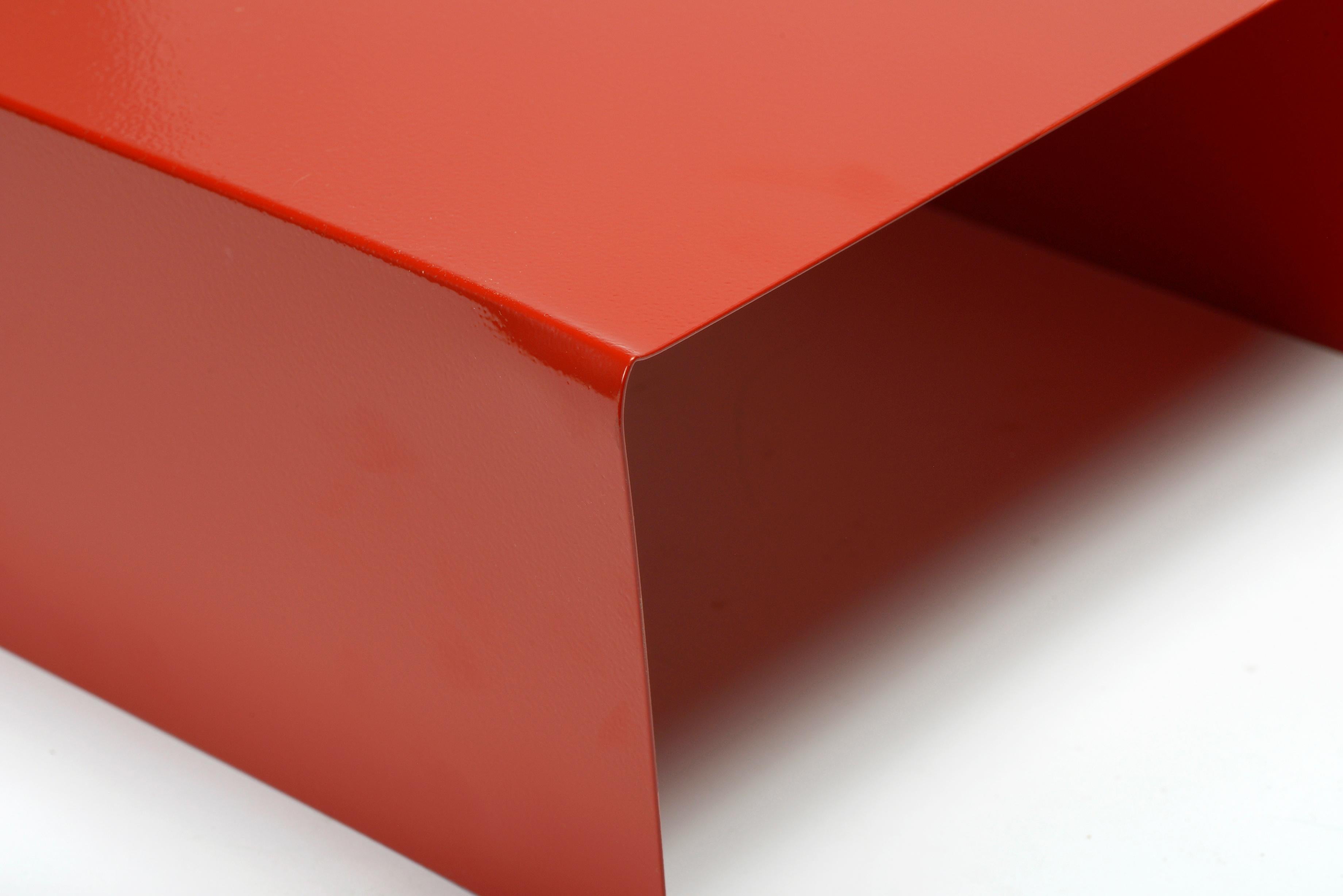 Powder-Coated Pair of 1960s Aluminum Paper Trays or Bookends Refinished in Red