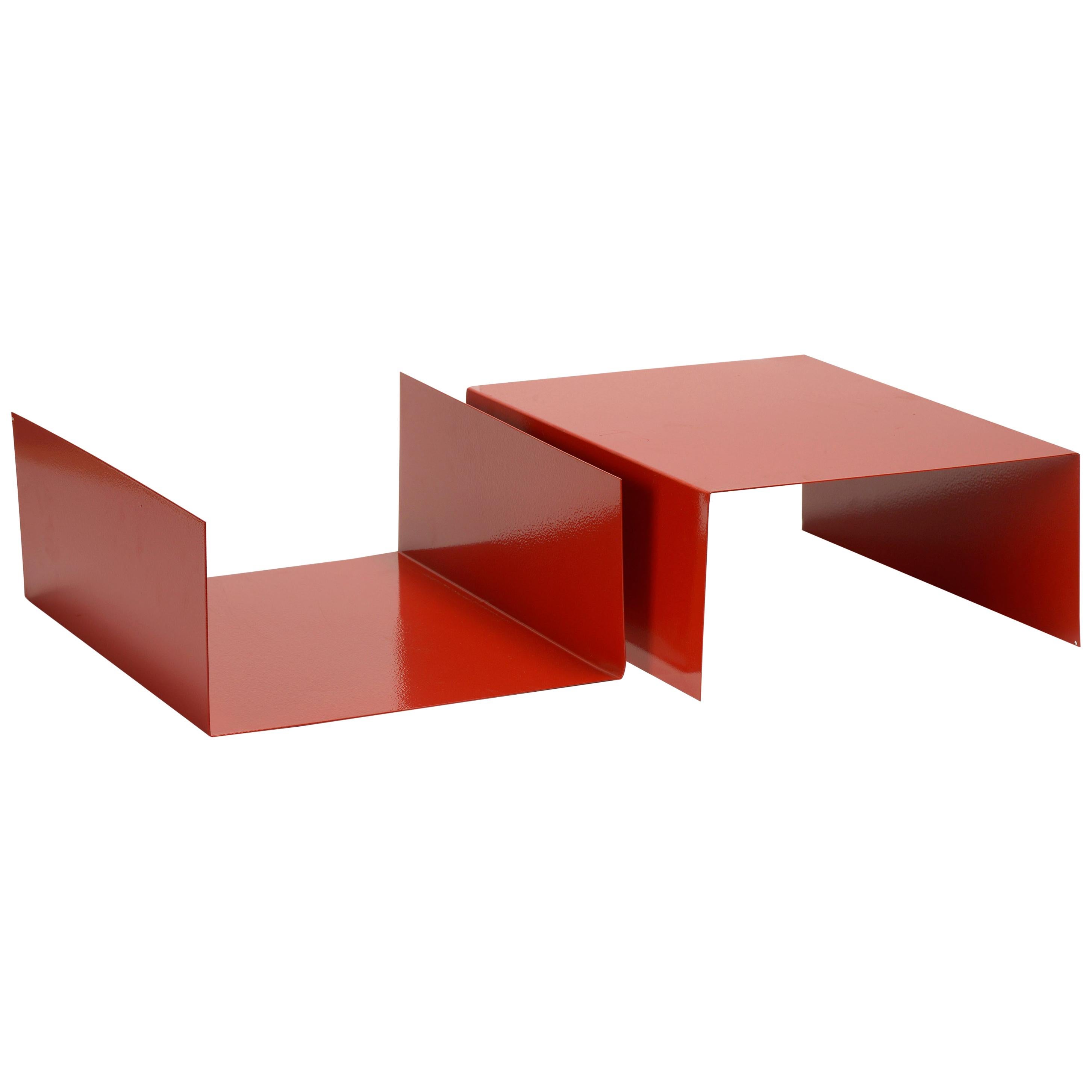 Pair of 1960s Aluminum Paper Trays or Bookends Refinished in Red
