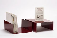Pair of 1960s Aluminum Paper Trays or Bookends Refinished in Wine Red