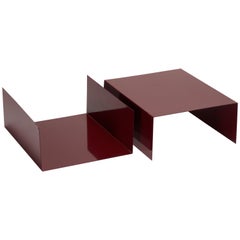 Pair of 1960s Aluminum Paper Trays or Bookends Refinished in Wine Red