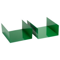 Pair of 1960s Aluminum Paper Trays or Bookends Refinished in Winter Green
