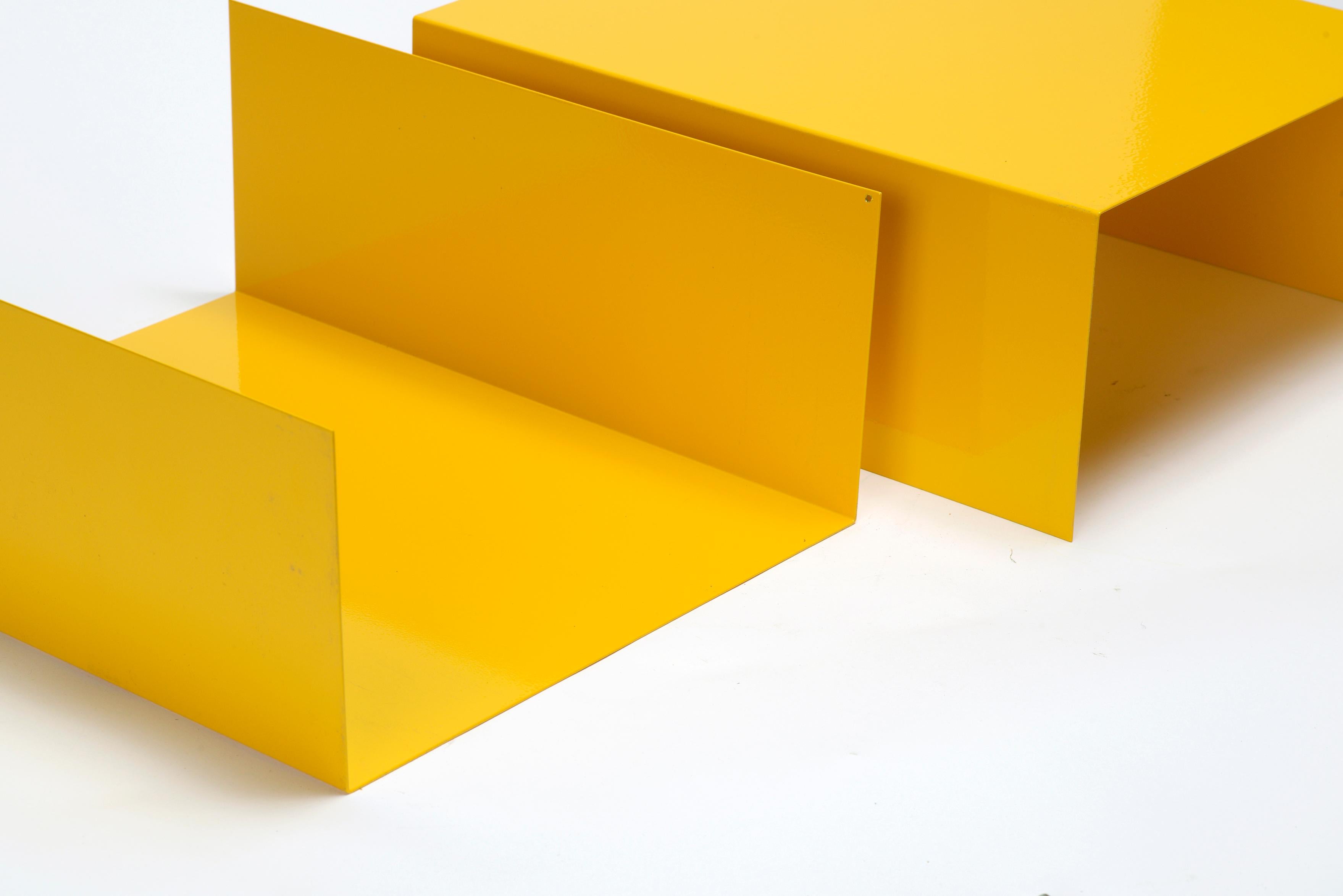 Mid-Century Modern Pair of 1960s Aluminum Paper Trays or Bookends Refinished in Yellow