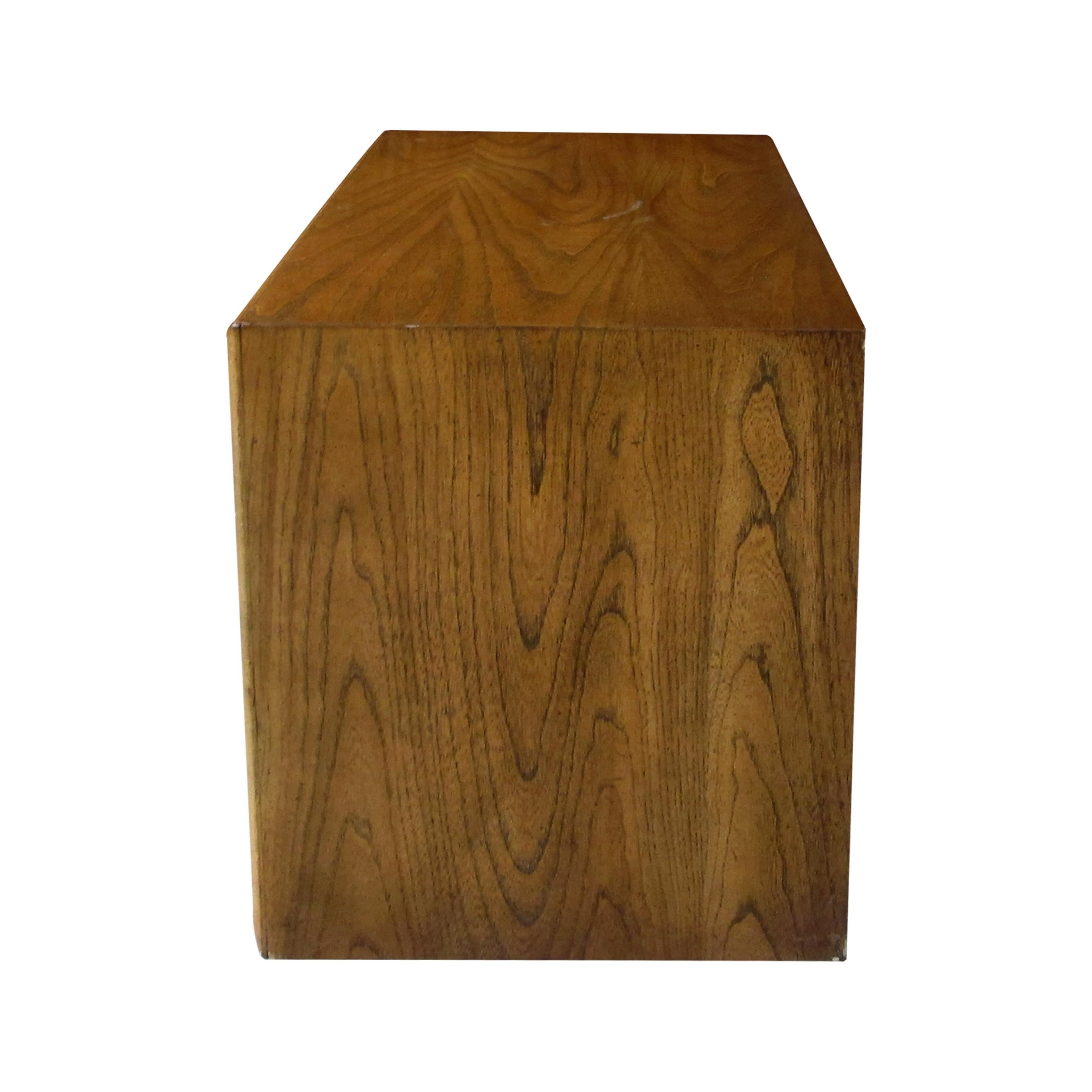 Pair of 1960s American “Brutalist” Geometric Walnut Bedside/End Tables by Lane 1