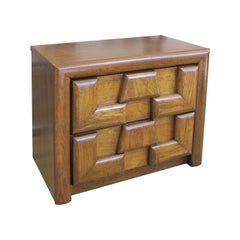 Pair of 1960s American Brutalist Walnut Two Drawer Bedside/End Tables by Lane