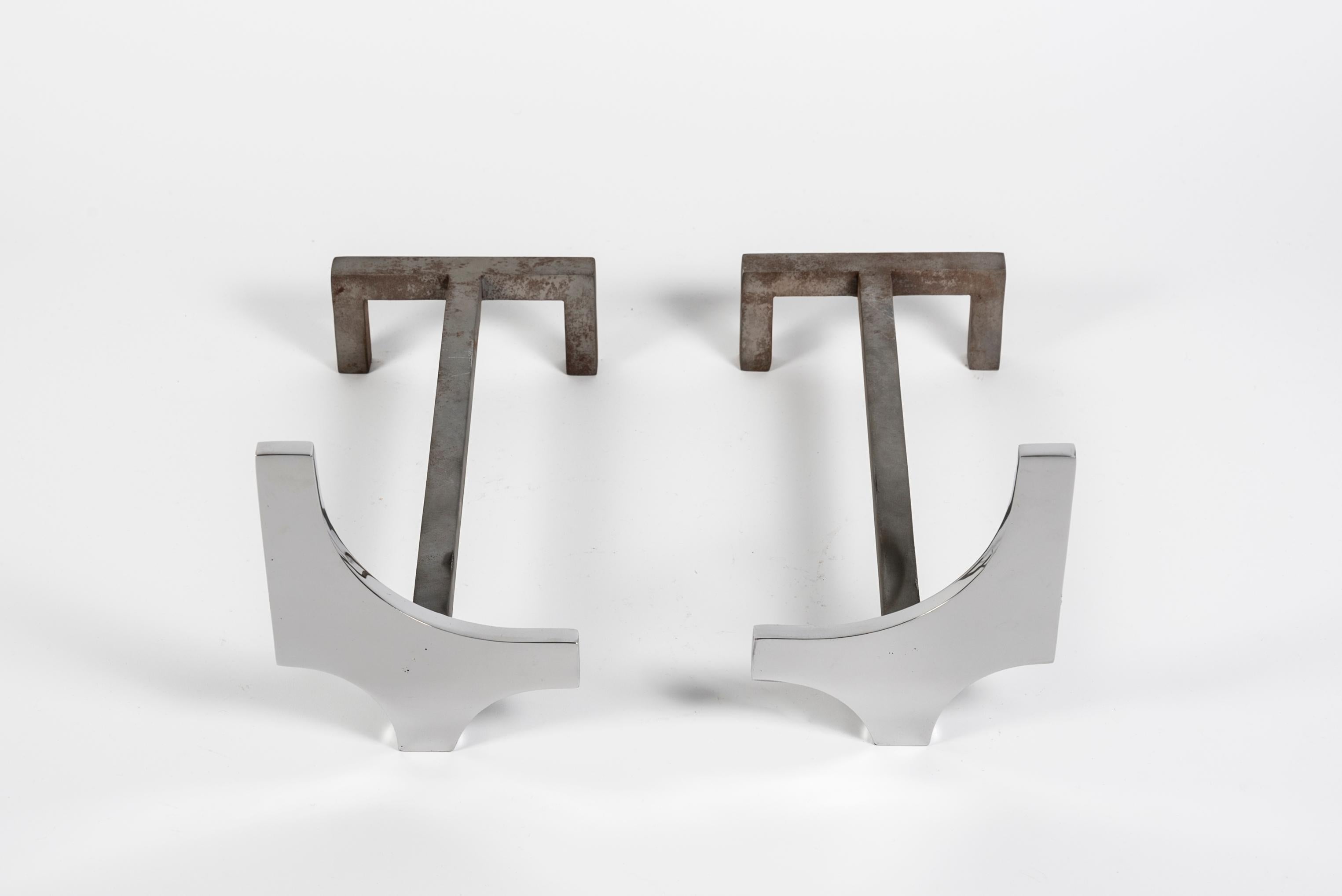 French Pair of 1960's Andirons For Sale