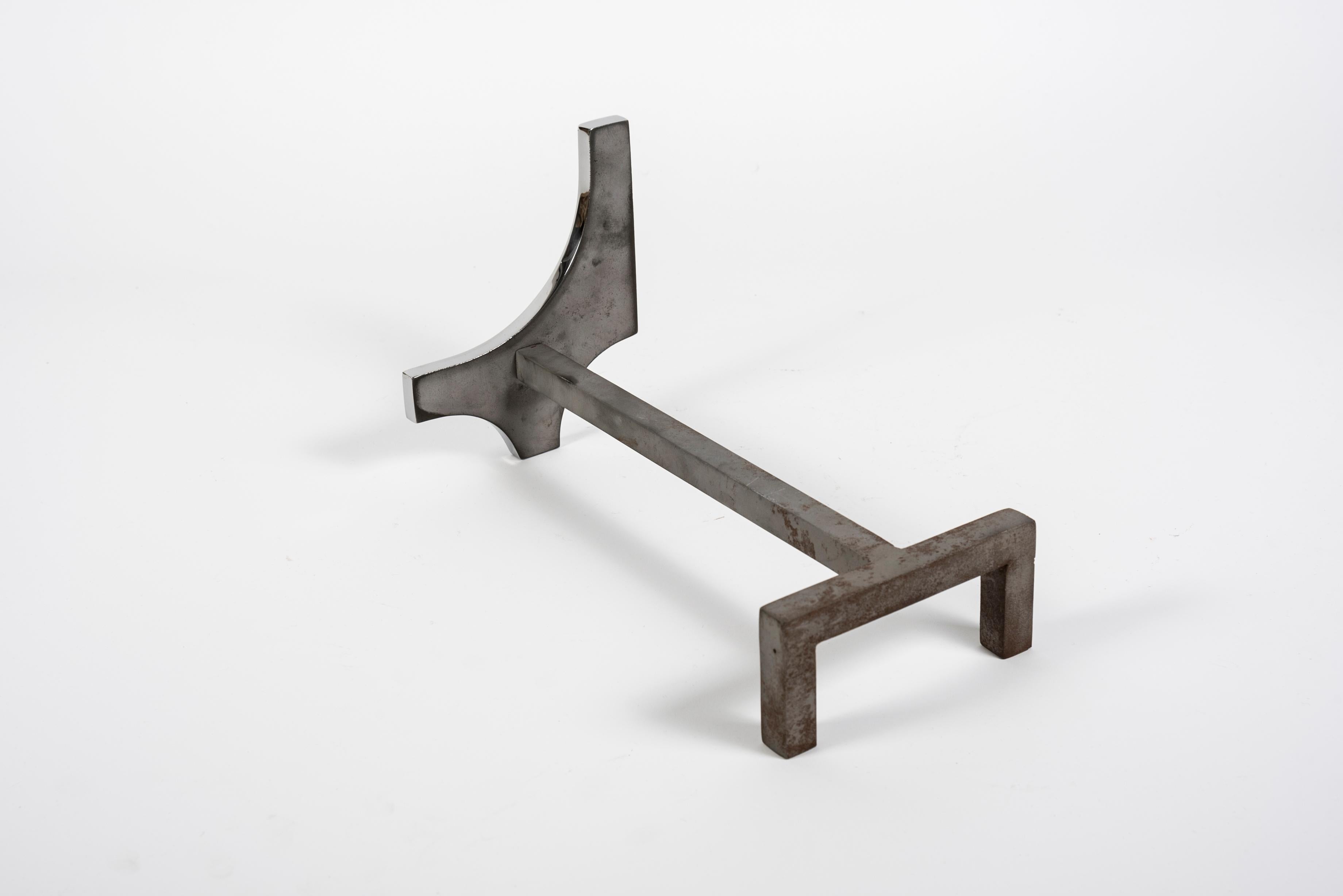 Metal Pair of 1960's Andirons For Sale