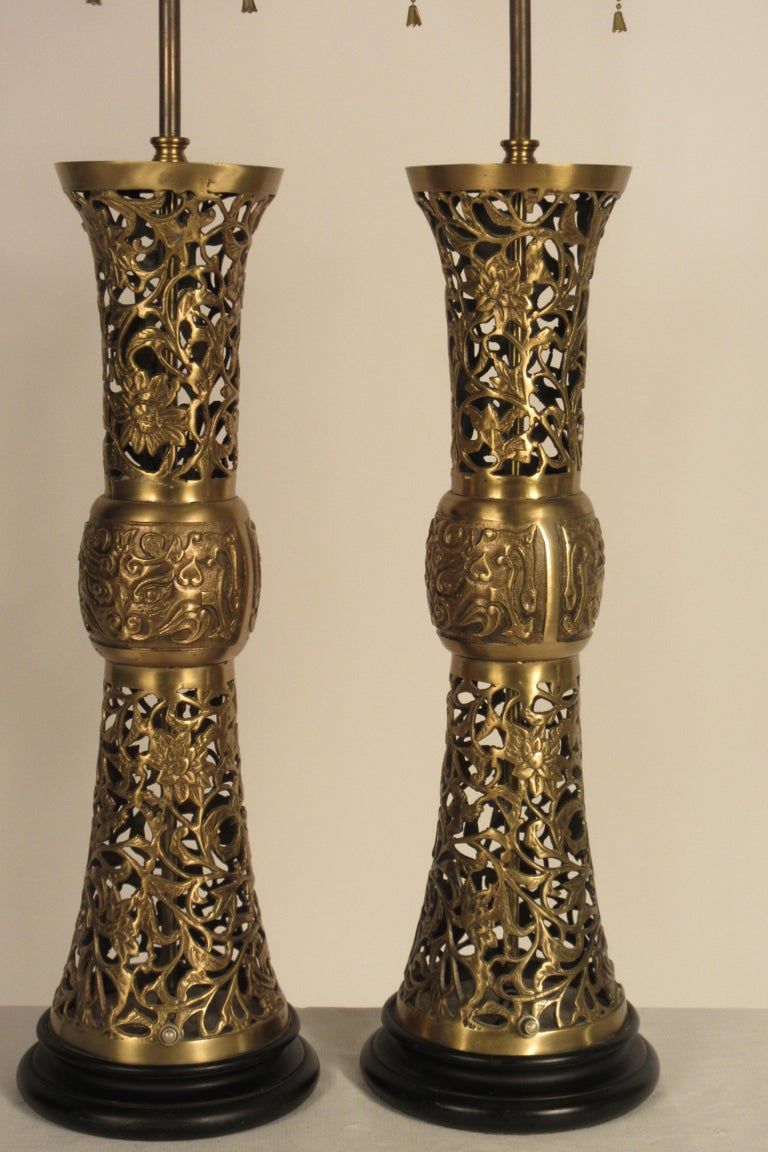 Pair of 1960s Asian Brass Table Lamps at 1stDibs