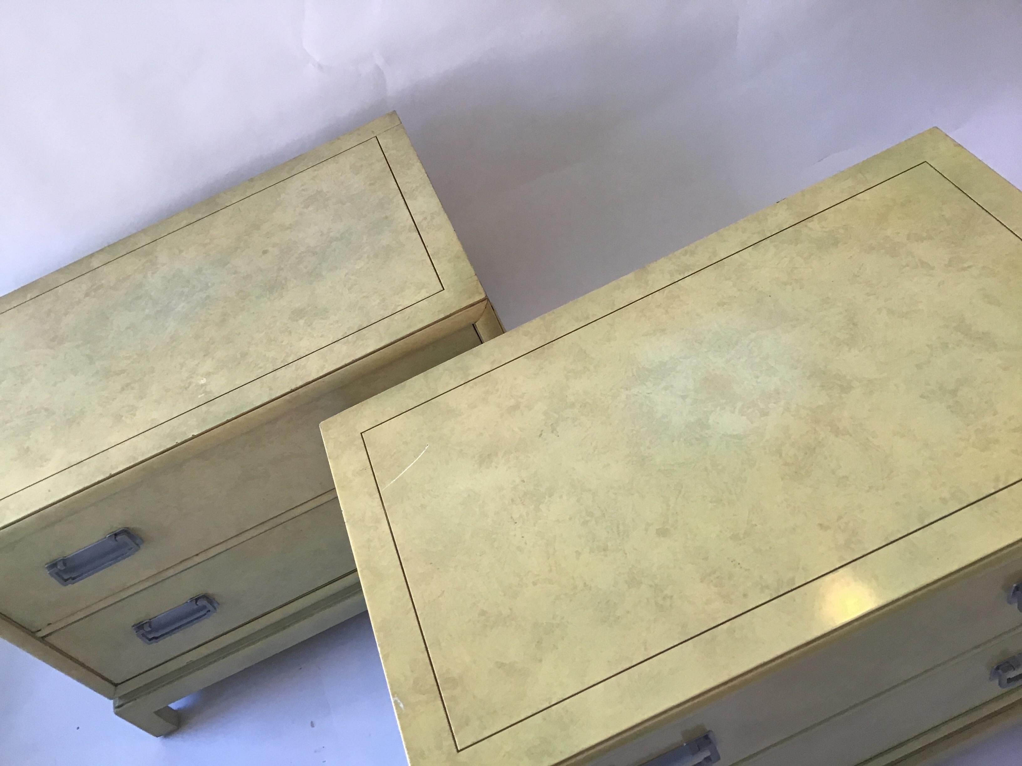 Pair of Asian end tables on bases. Good quality.