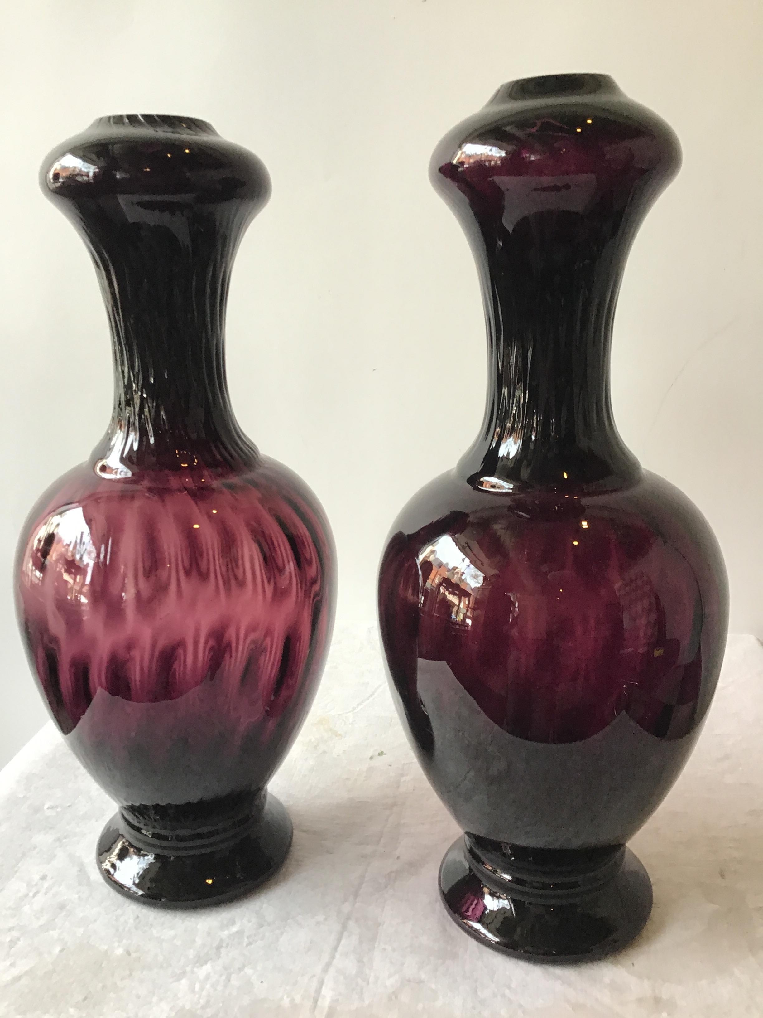 Pair of 1960s Aubergine Murano Lamps by Balboa 7 In Good Condition In Tarrytown, NY