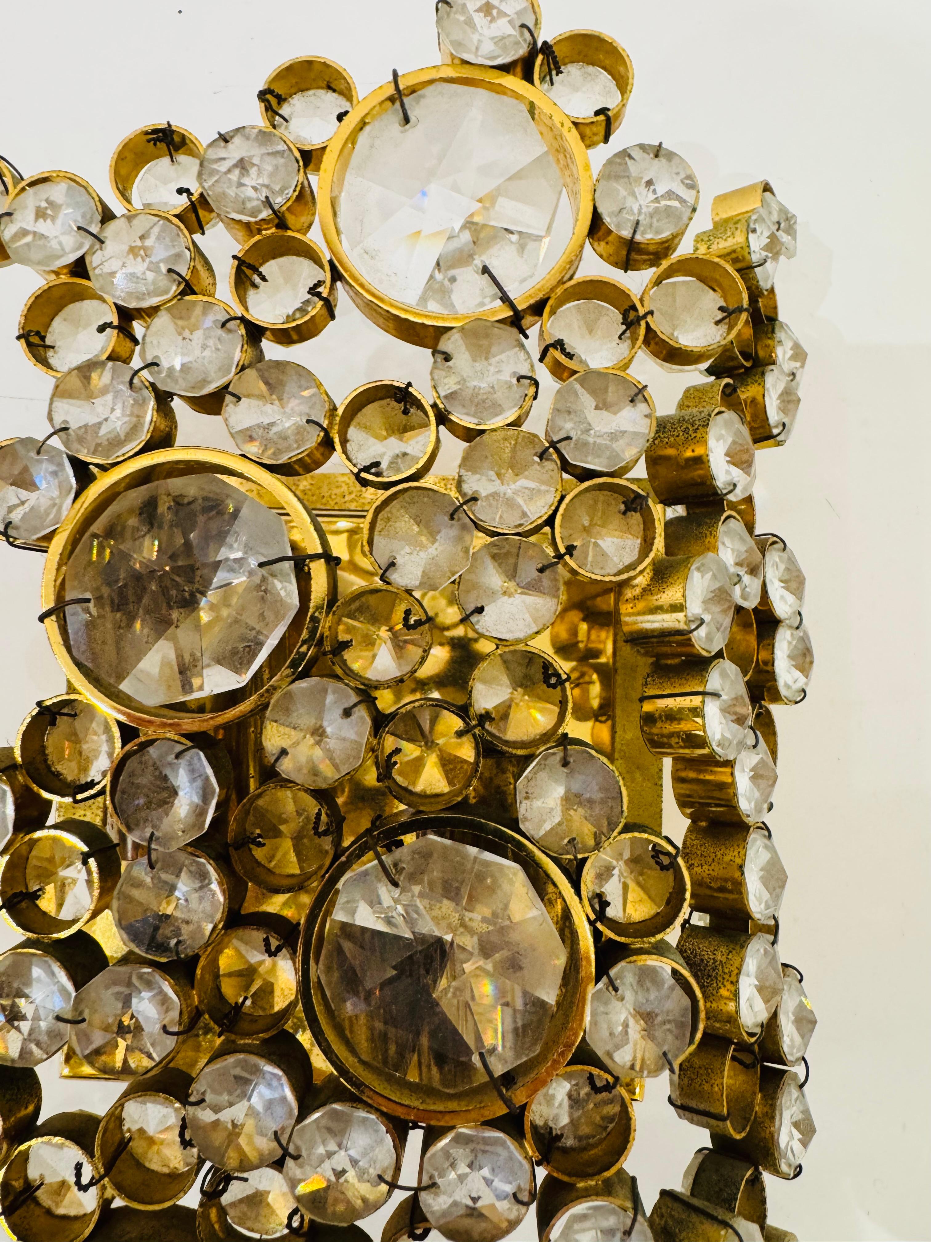 Coppia di lampade da parete in cristallo austriaco Palwa del 1960, metà del secolo scorso in vendita 3