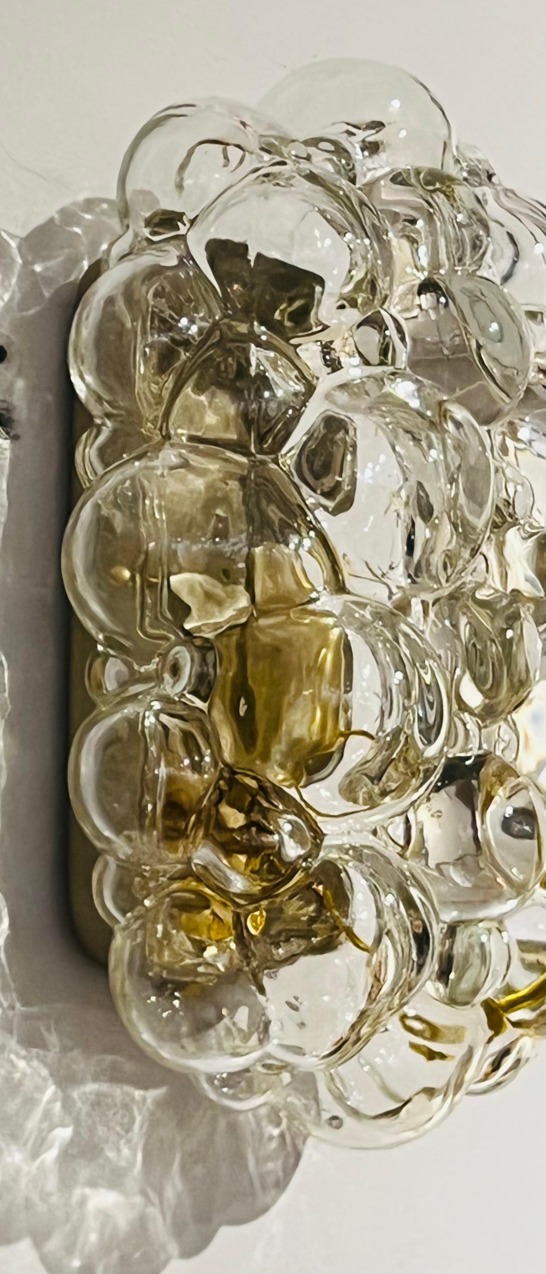 Paar 1960er Österreichische Helena Tynell Bubble Glas Wandlampen Midcentury 3
