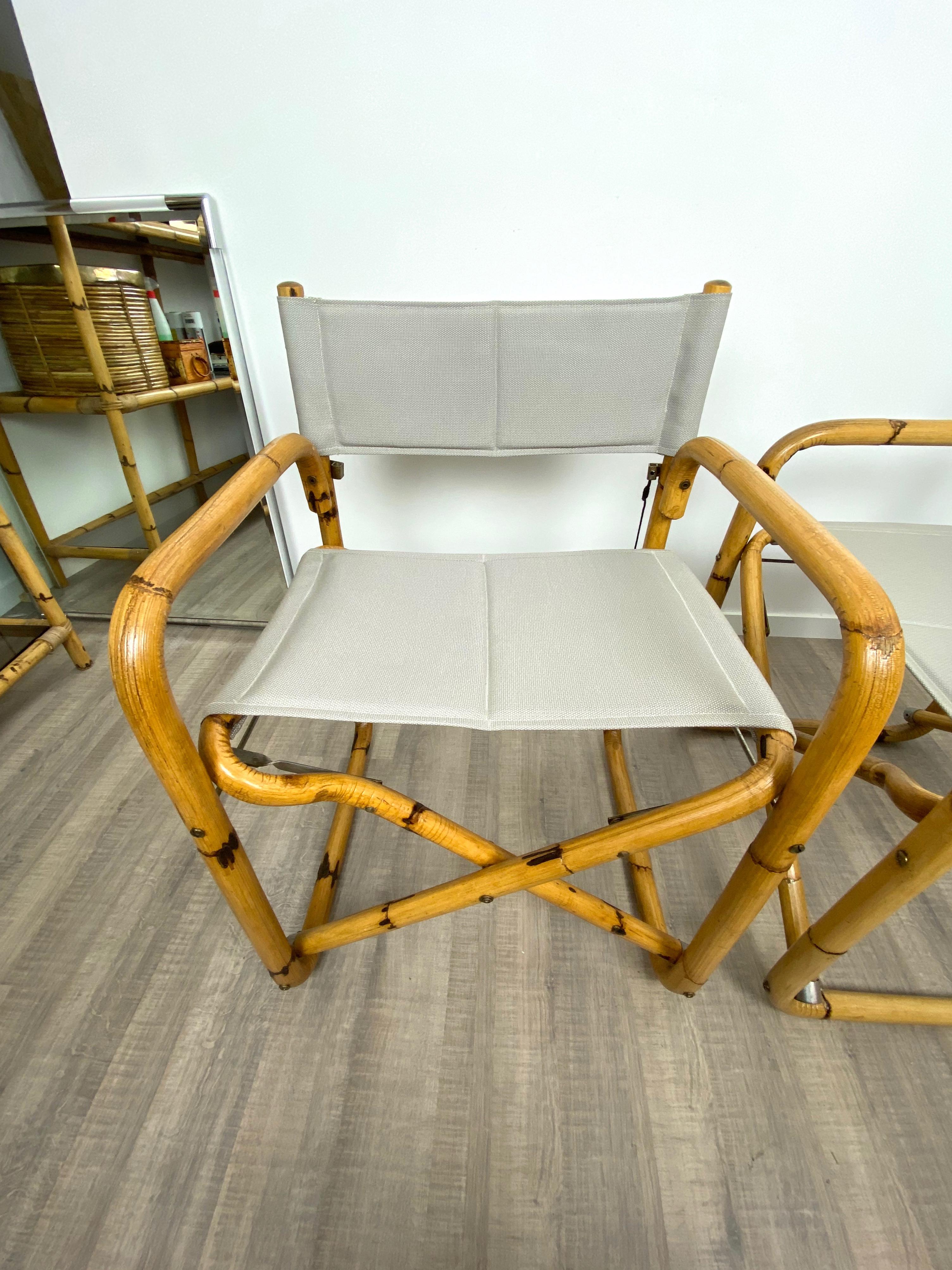 Pair of 1960s Bamboo Folding Directors Chair, Italy 2