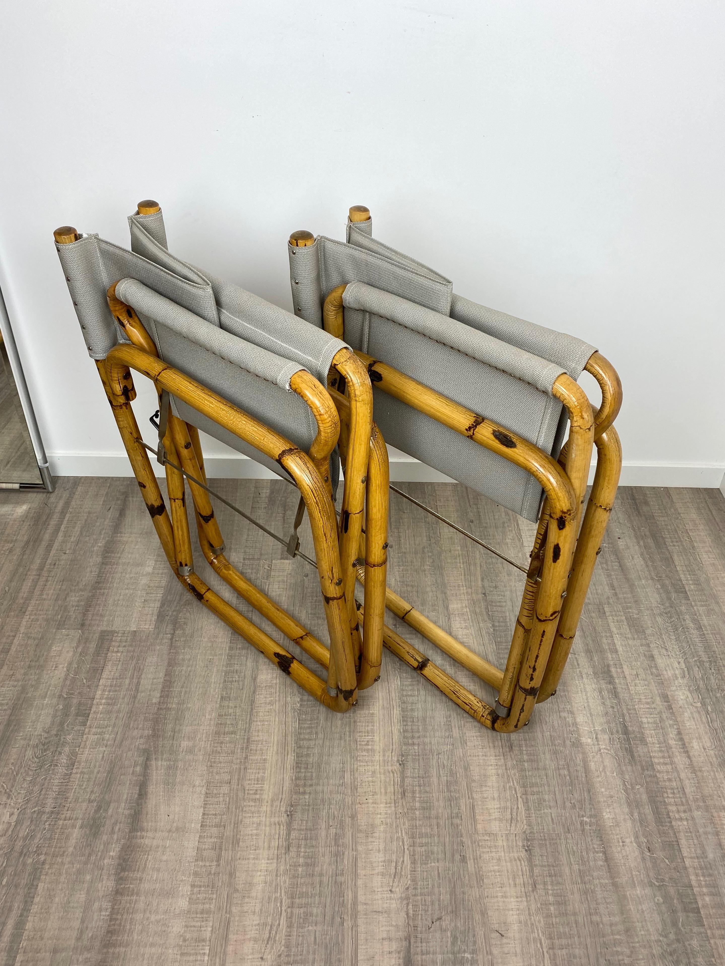Pair of 1960s Bamboo Folding Directors Chair, Italy 4