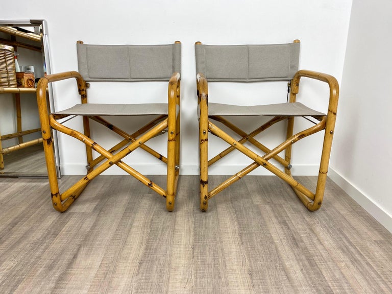 Pair of 1960s Bamboo Folding Directors Chair, Italy at 1stDibs bamboo directors chairs, bamboo