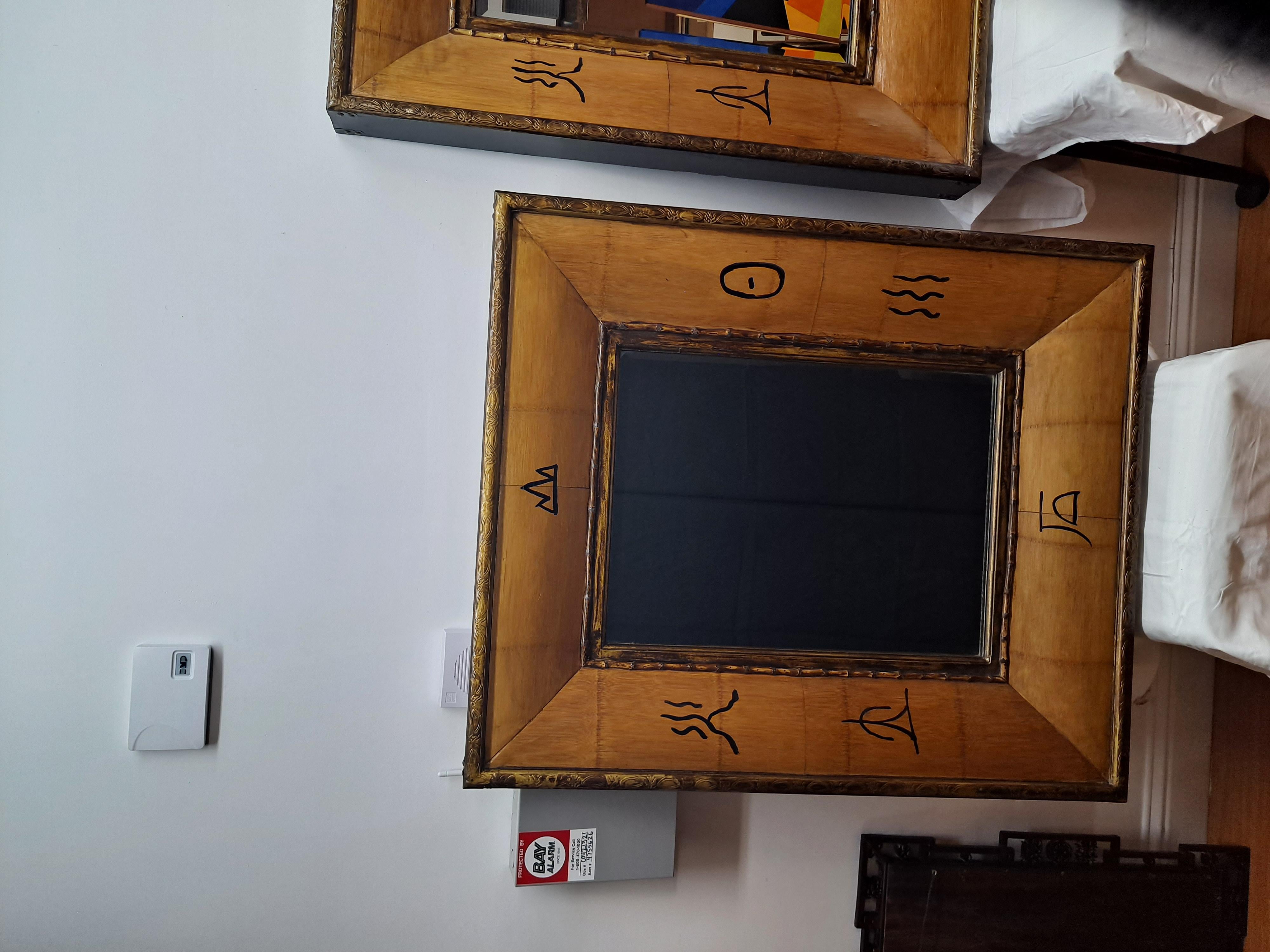 Unknown Pair of 1960s bamboo framed beveled mirrors For Sale