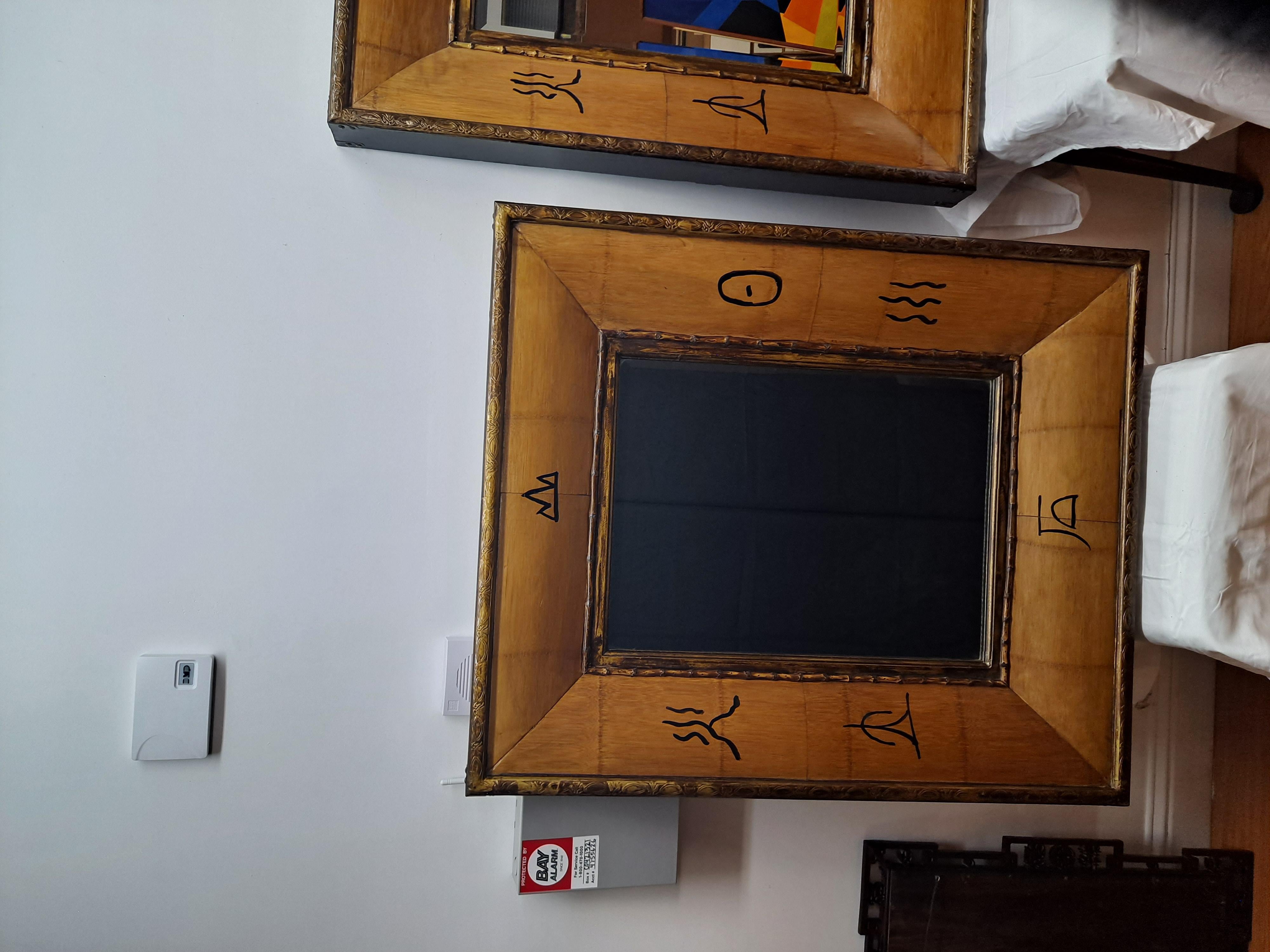 Pair of 1960s bamboo framed beveled mirrors In Excellent Condition For Sale In San Francisco, CA