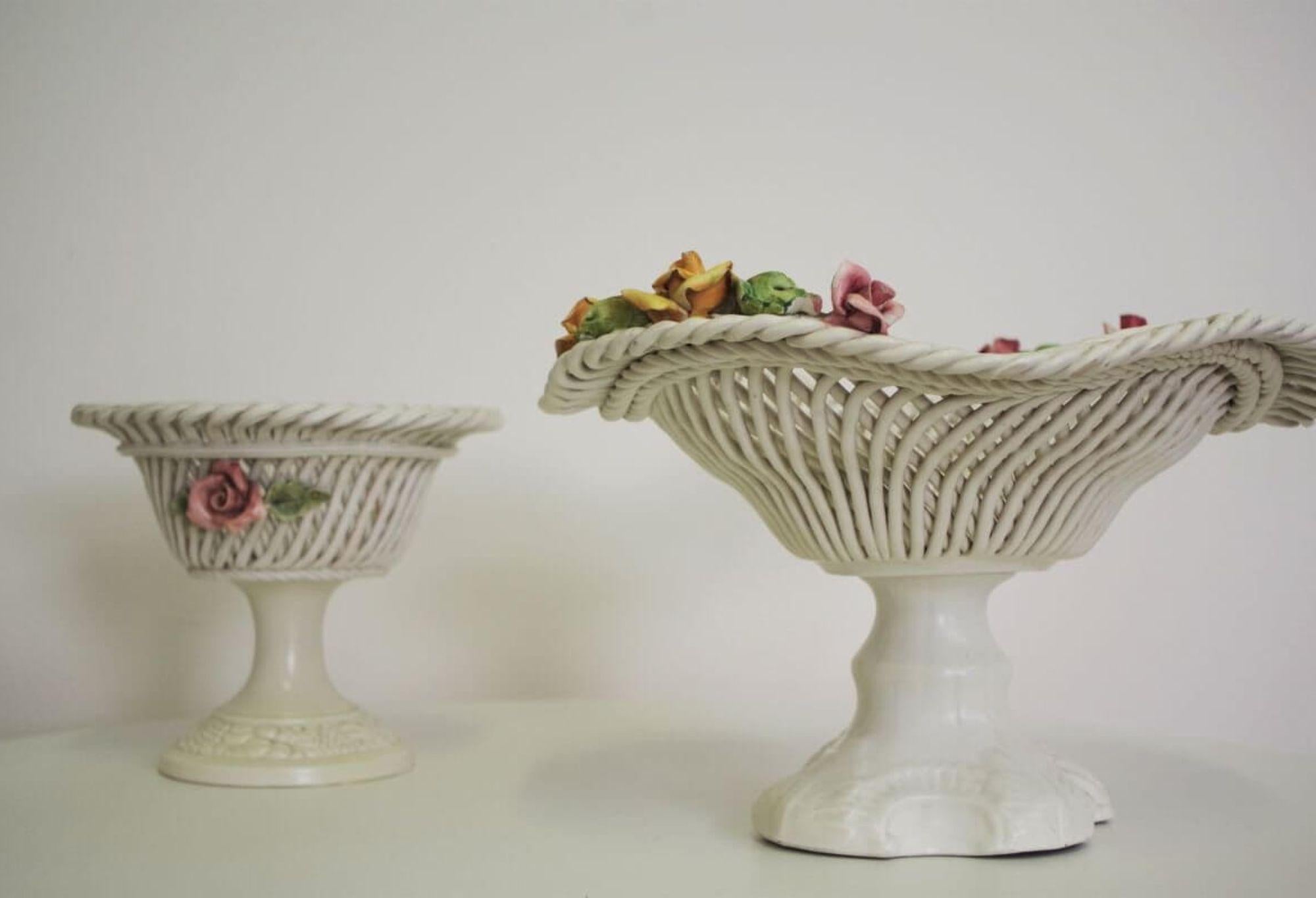 Pair of 1960s Bassano Ceramic Centerpiece Bowls – Italian Mid-Century Elegance in vendita 10