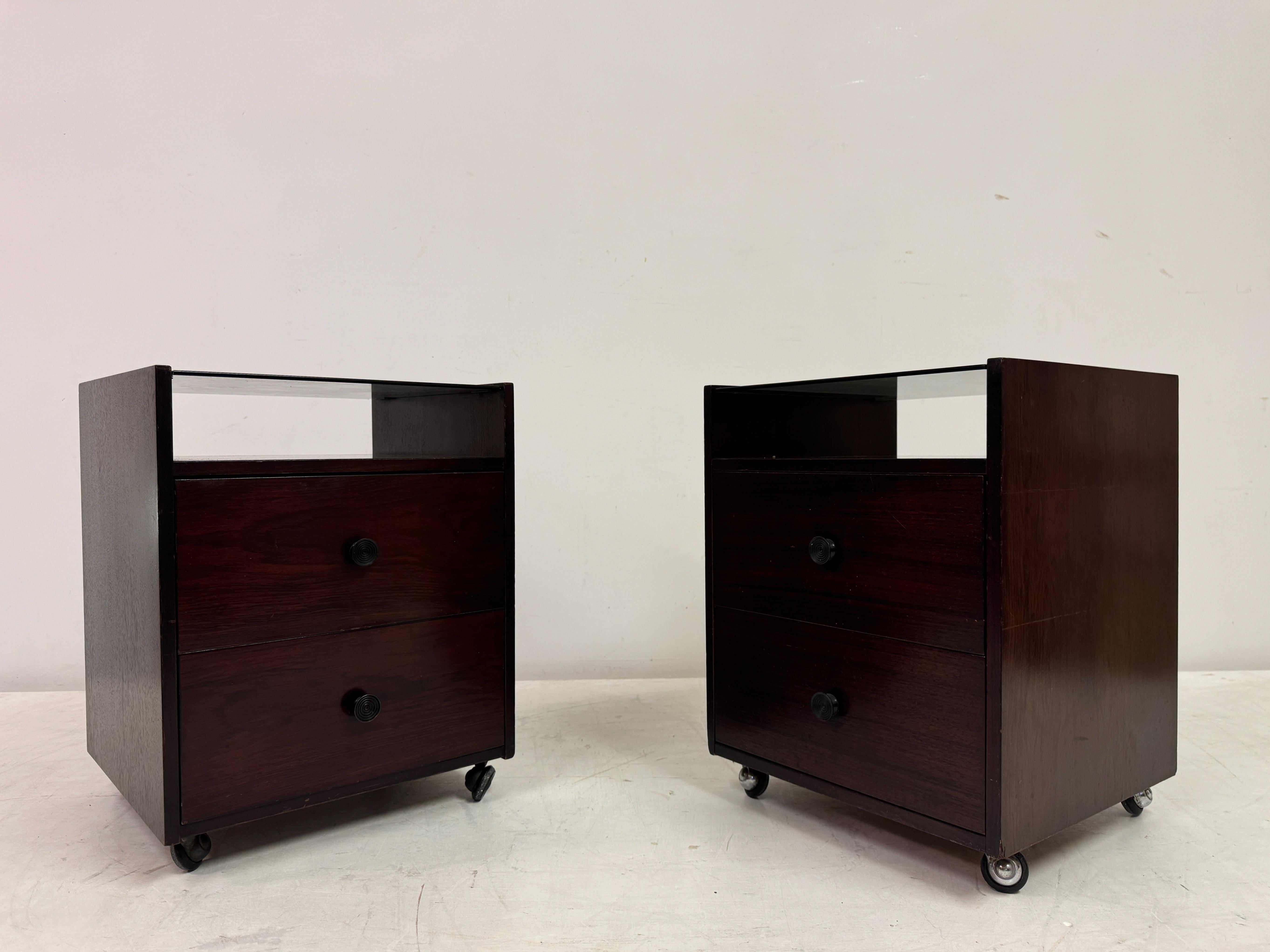 Mid-Century Modern Pair of 1960s Bedside Cabinets Nightstands by Carlo De Carli