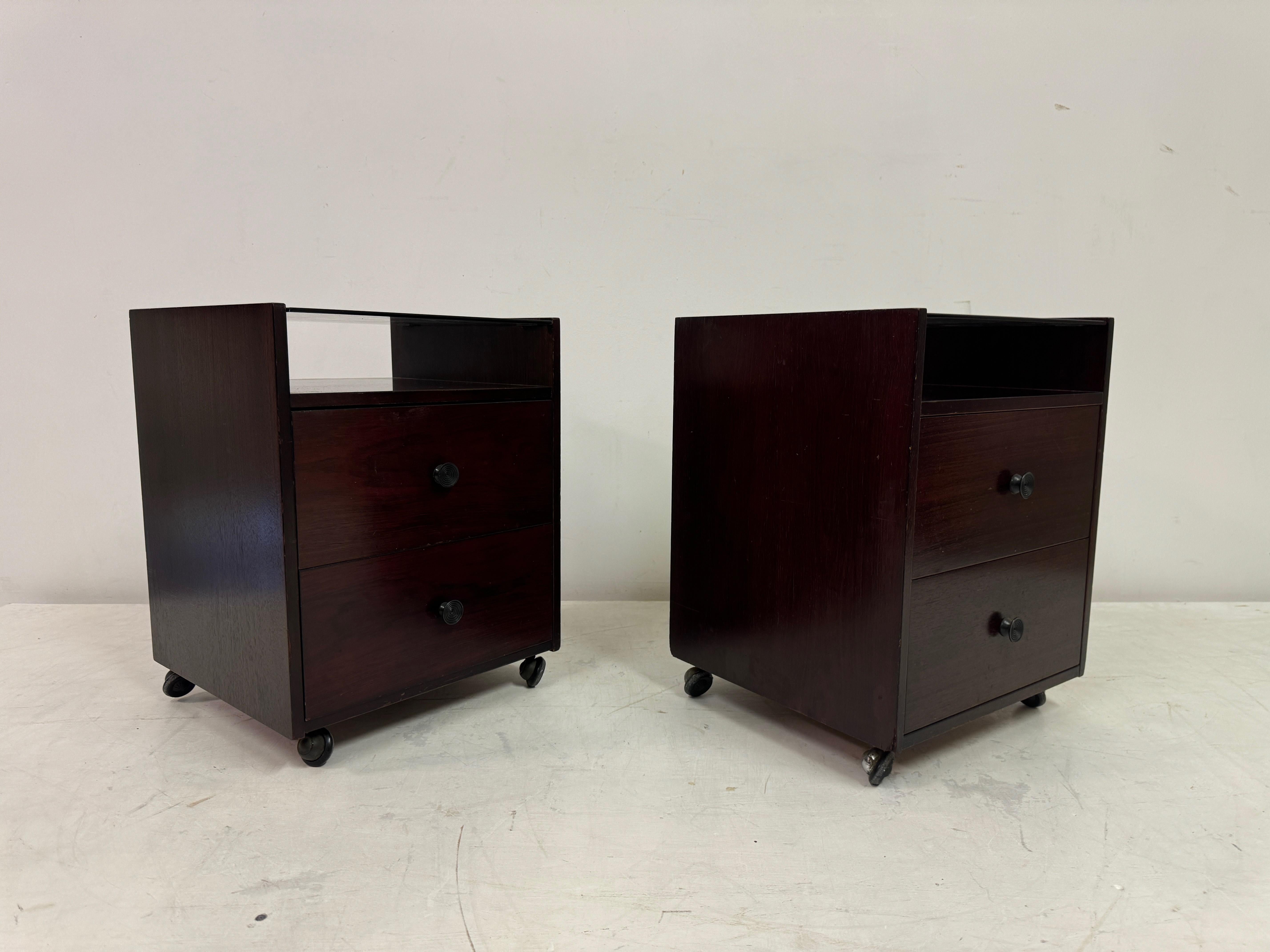 Wood Pair of 1960s Bedside Cabinets Nightstands by Carlo De Carli