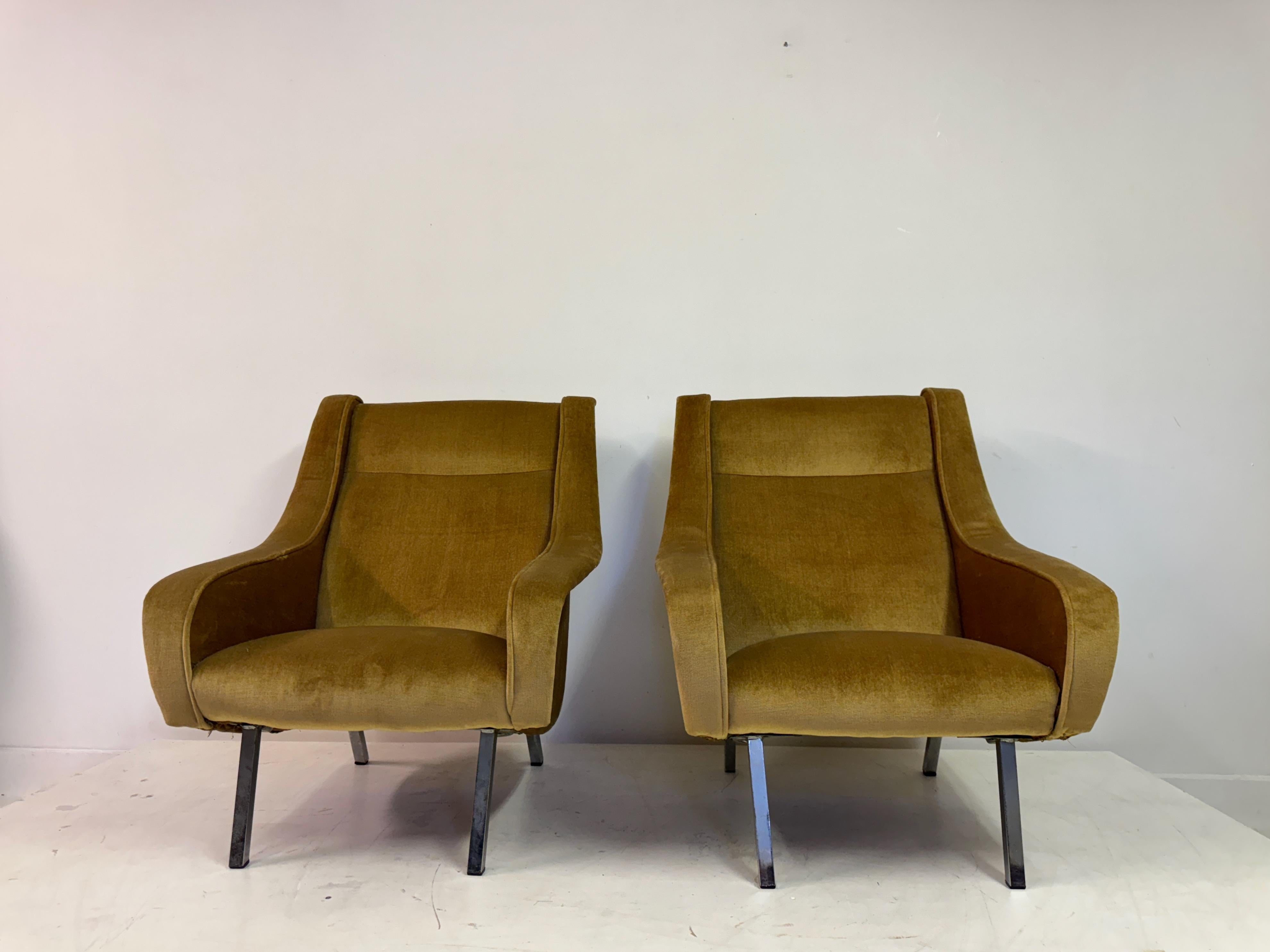 Mid-Century Modern Pair of 1960s Belgian Armchairs